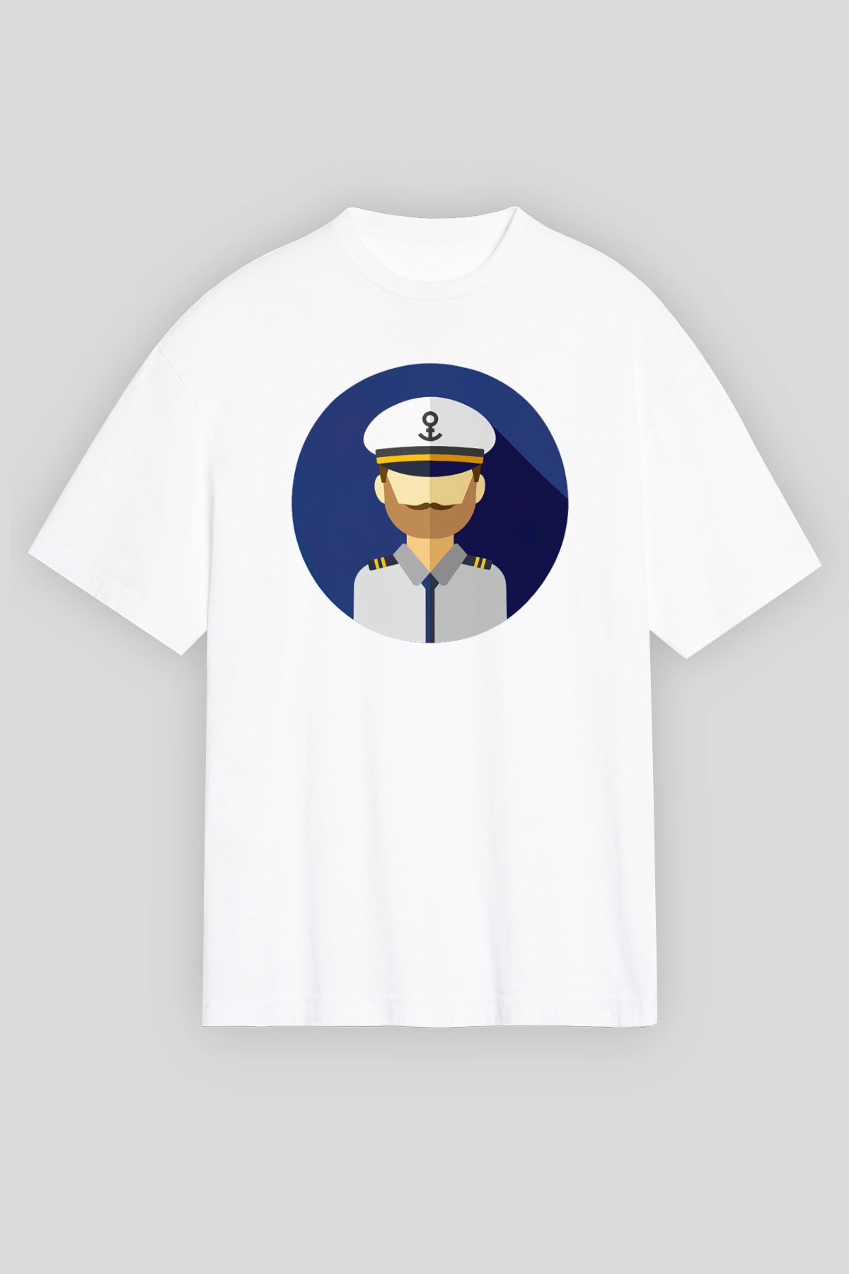 Kaptan Beyaz Unisex Oversize Tişört T-Shirt