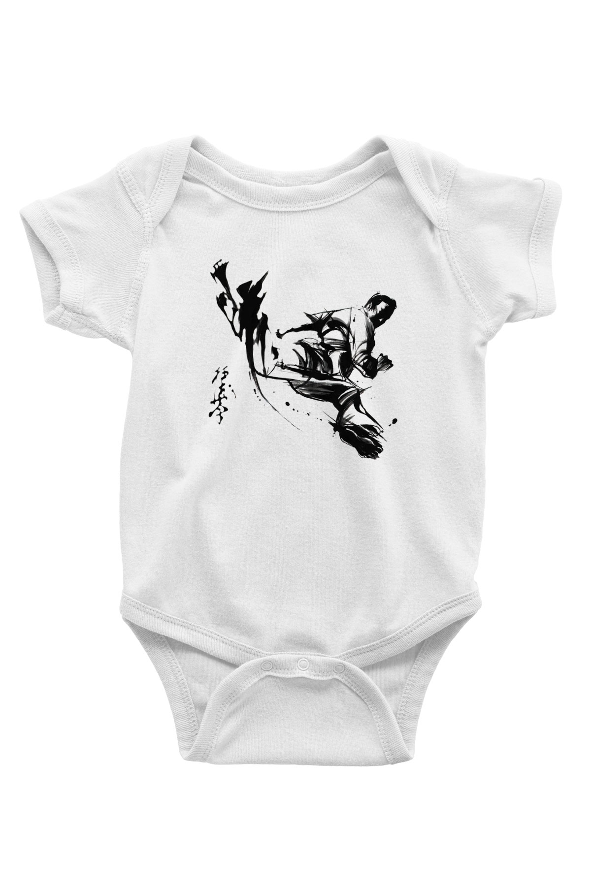 Karate Baskılı Beyaz Unisex Bebek Body - Zıbın