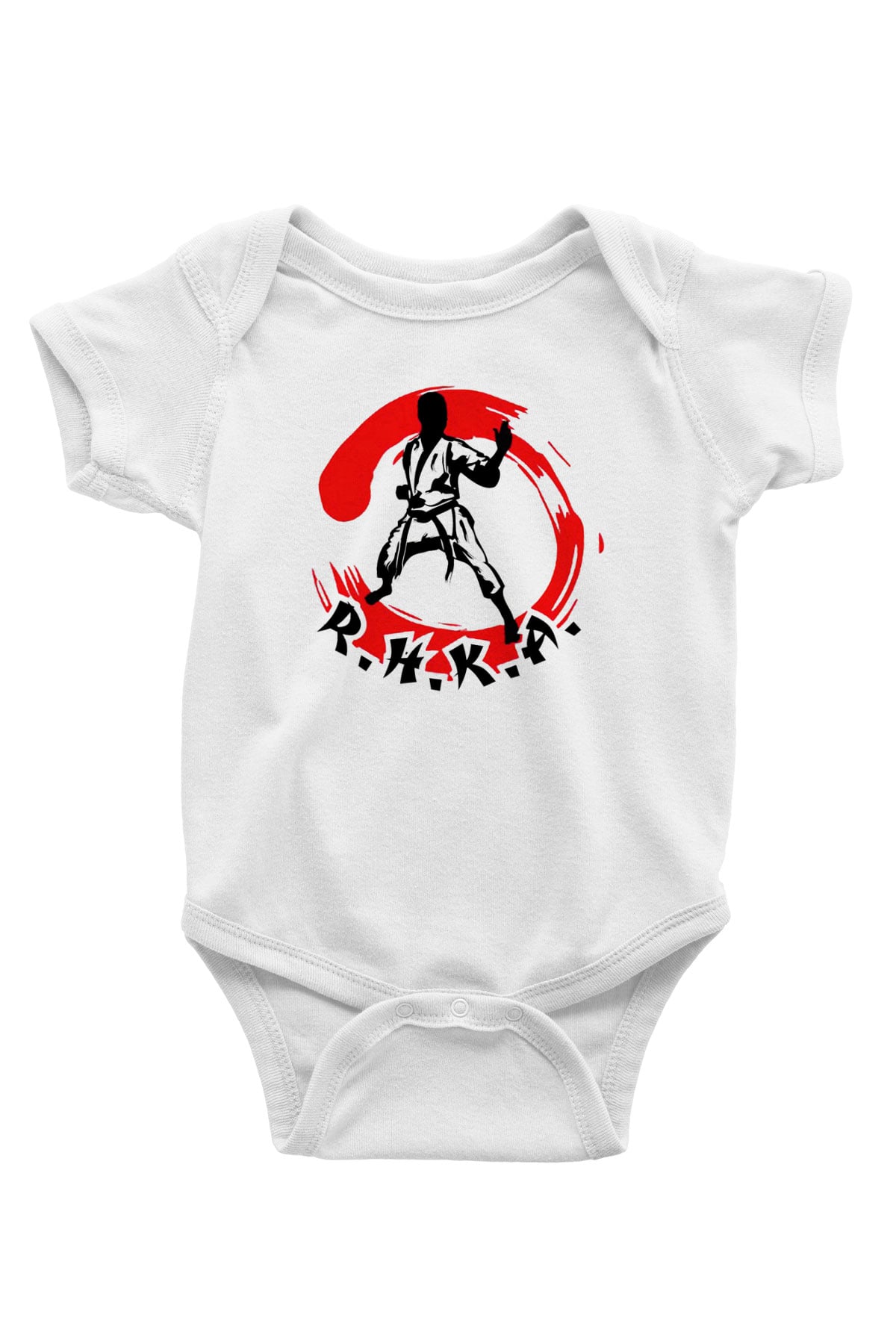 Karate Baskılı Beyaz Unisex Bebek Body - Zıbın