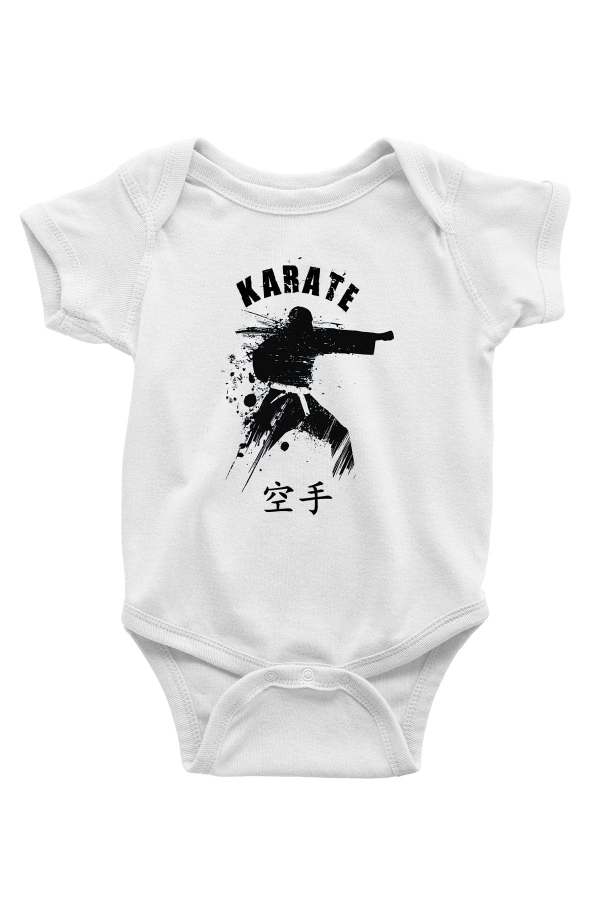 Karate Baskılı Beyaz Unisex Bebek Body - Zıbın