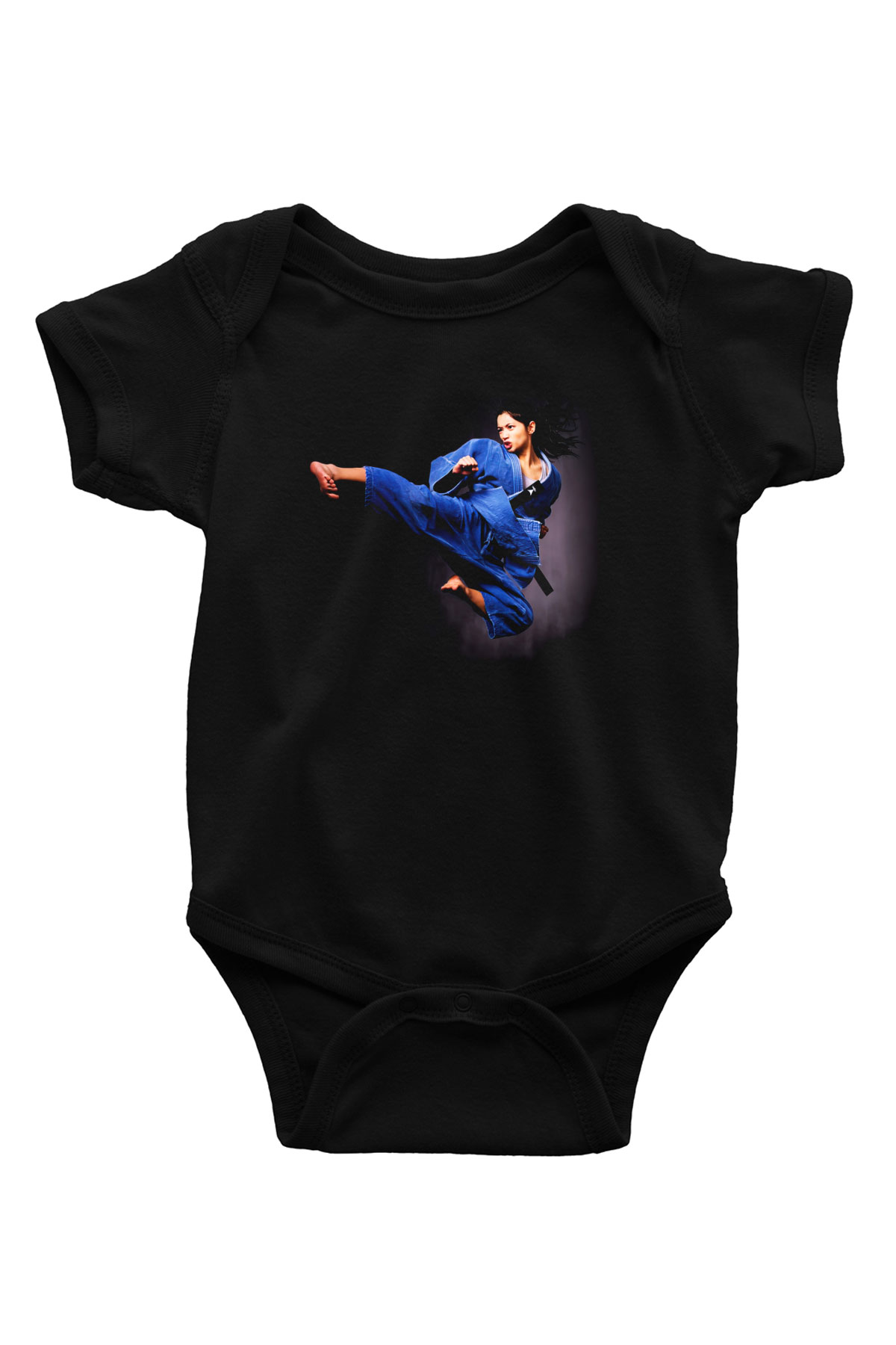 Karate Baskılı Siyah Bebek Body - Zıbın