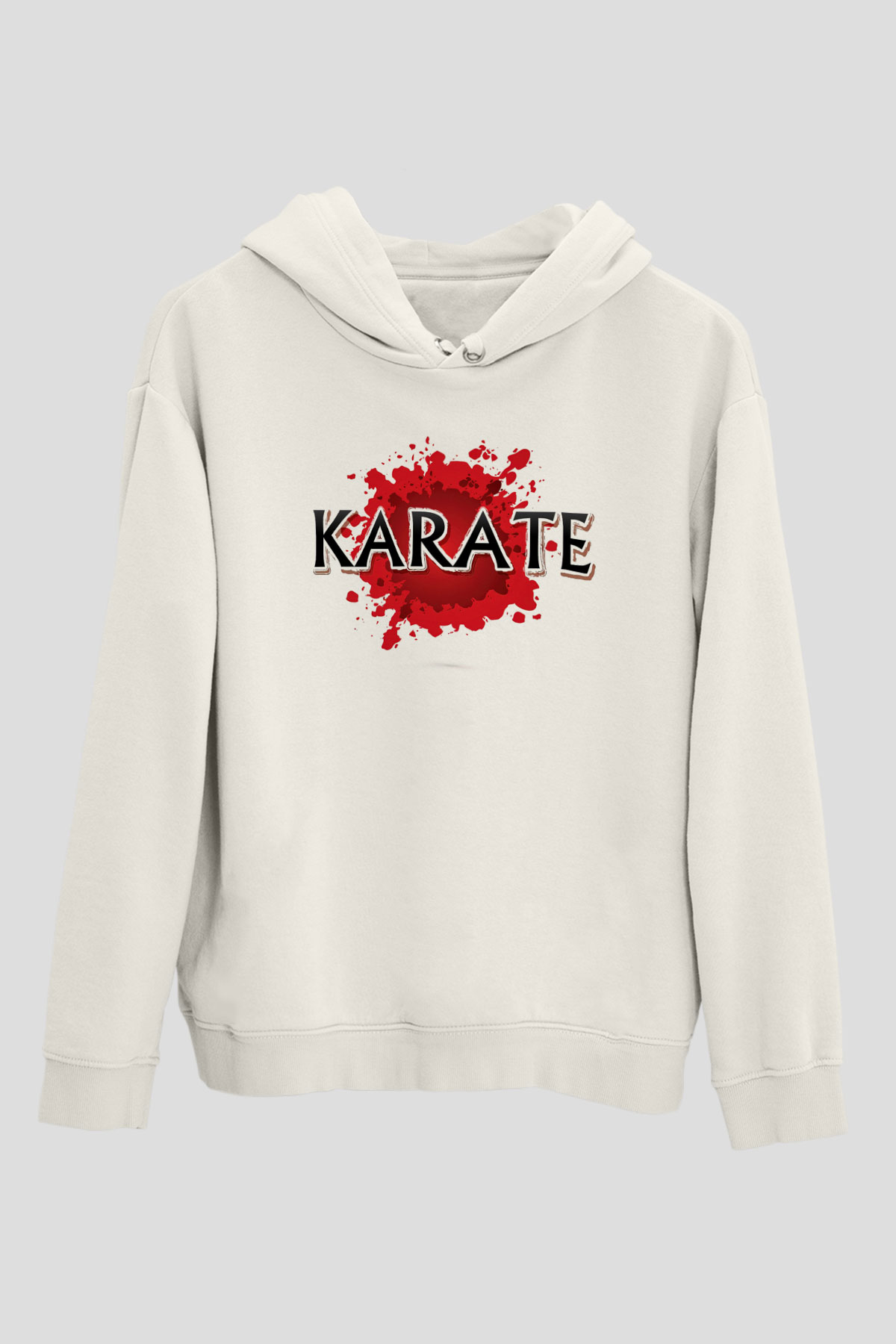 Karate Beyaz Unisex Kapüşonlu Sweatshirt