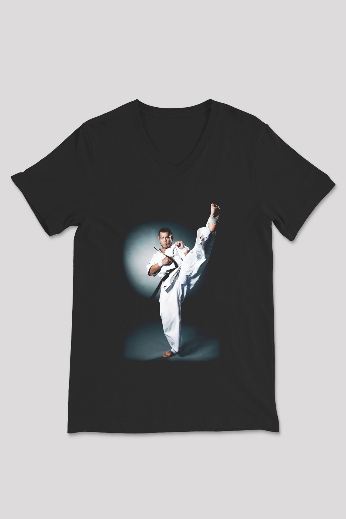 Karate Siyah Unisex V Yaka Tişört T-Shirt