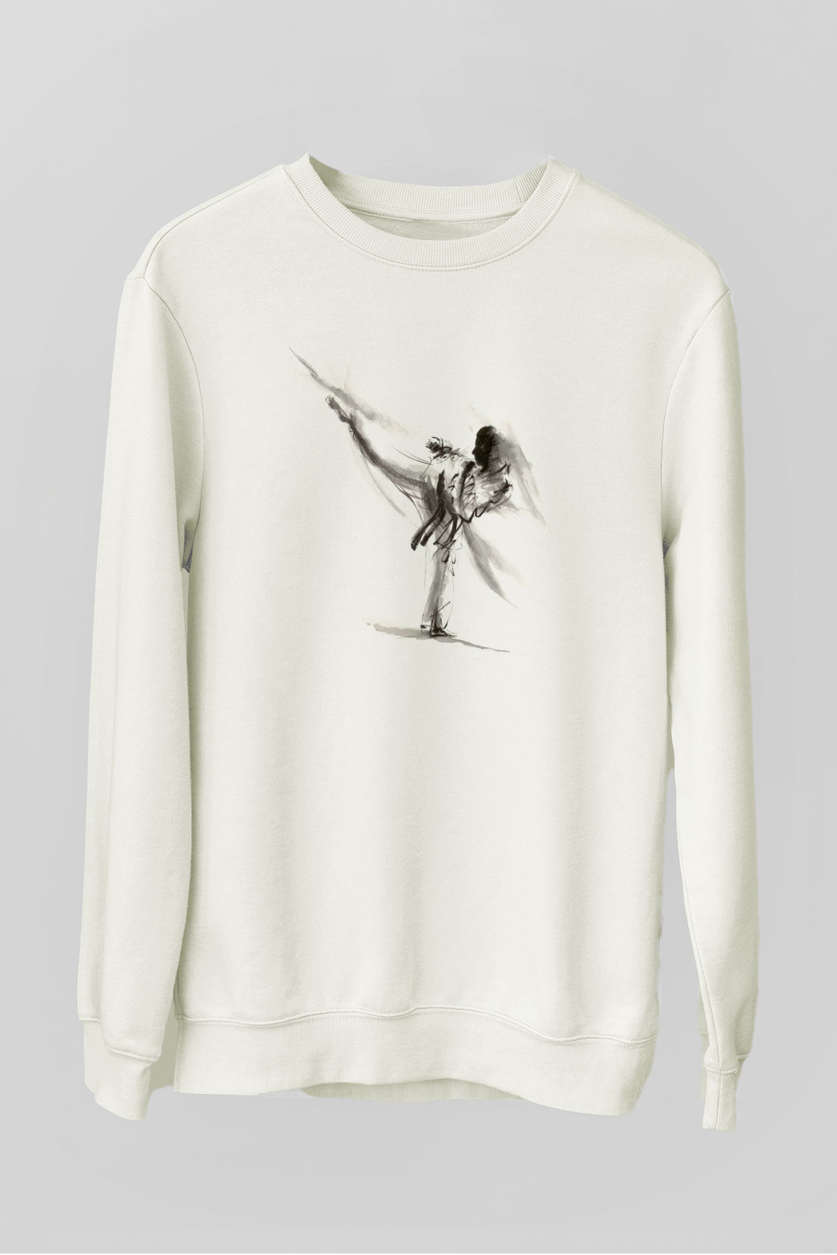 Karate Temalı Baskılı Beyaz  Sweatshirt