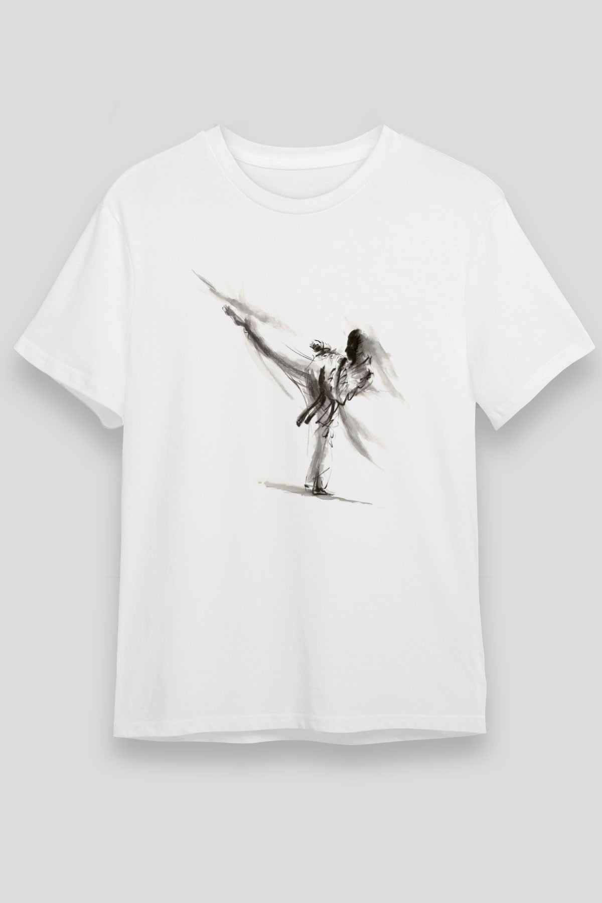 Karate Temalı Baskılı Beyaz Tişört