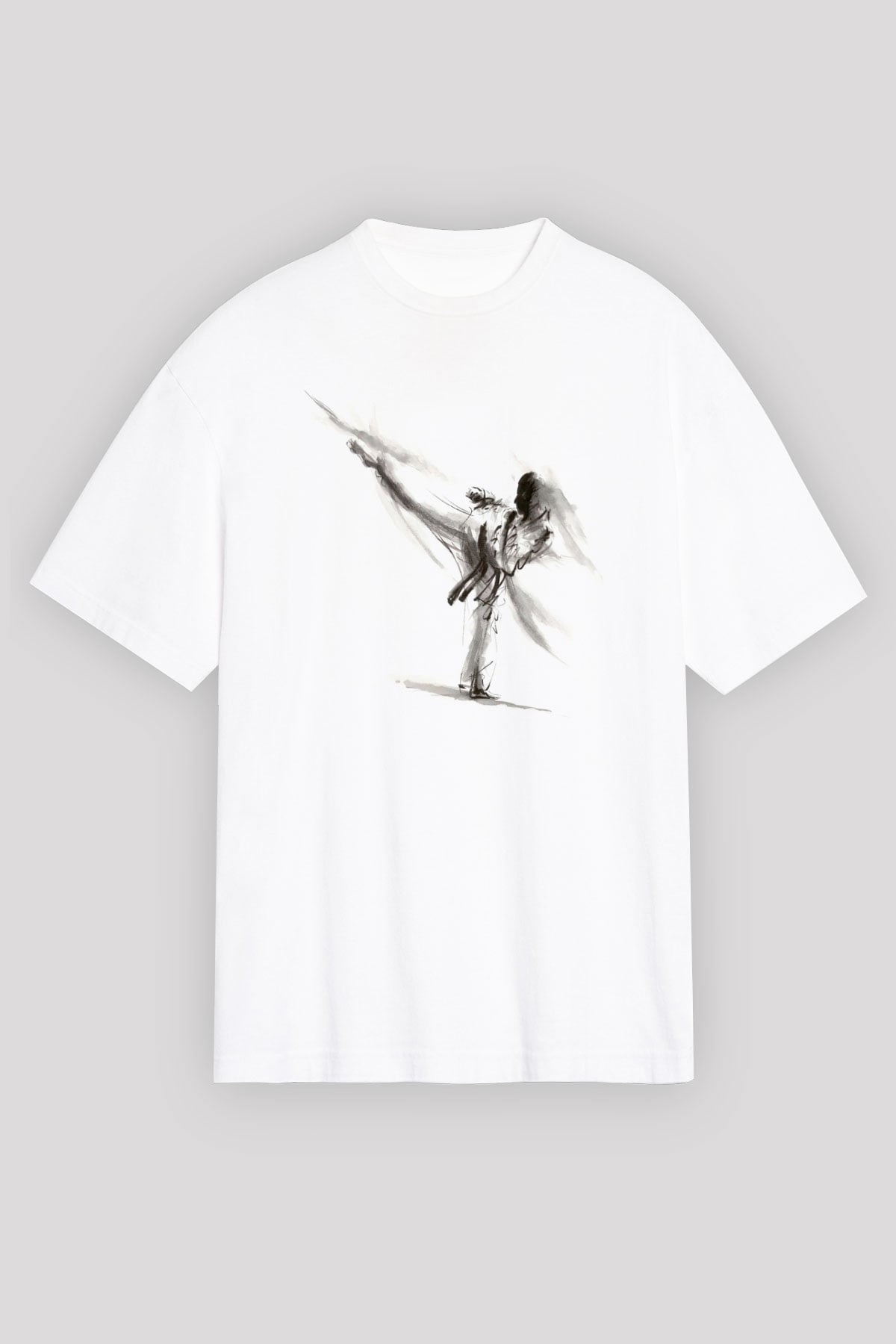 Karate Temalı Baskılı Beyaz Tişört