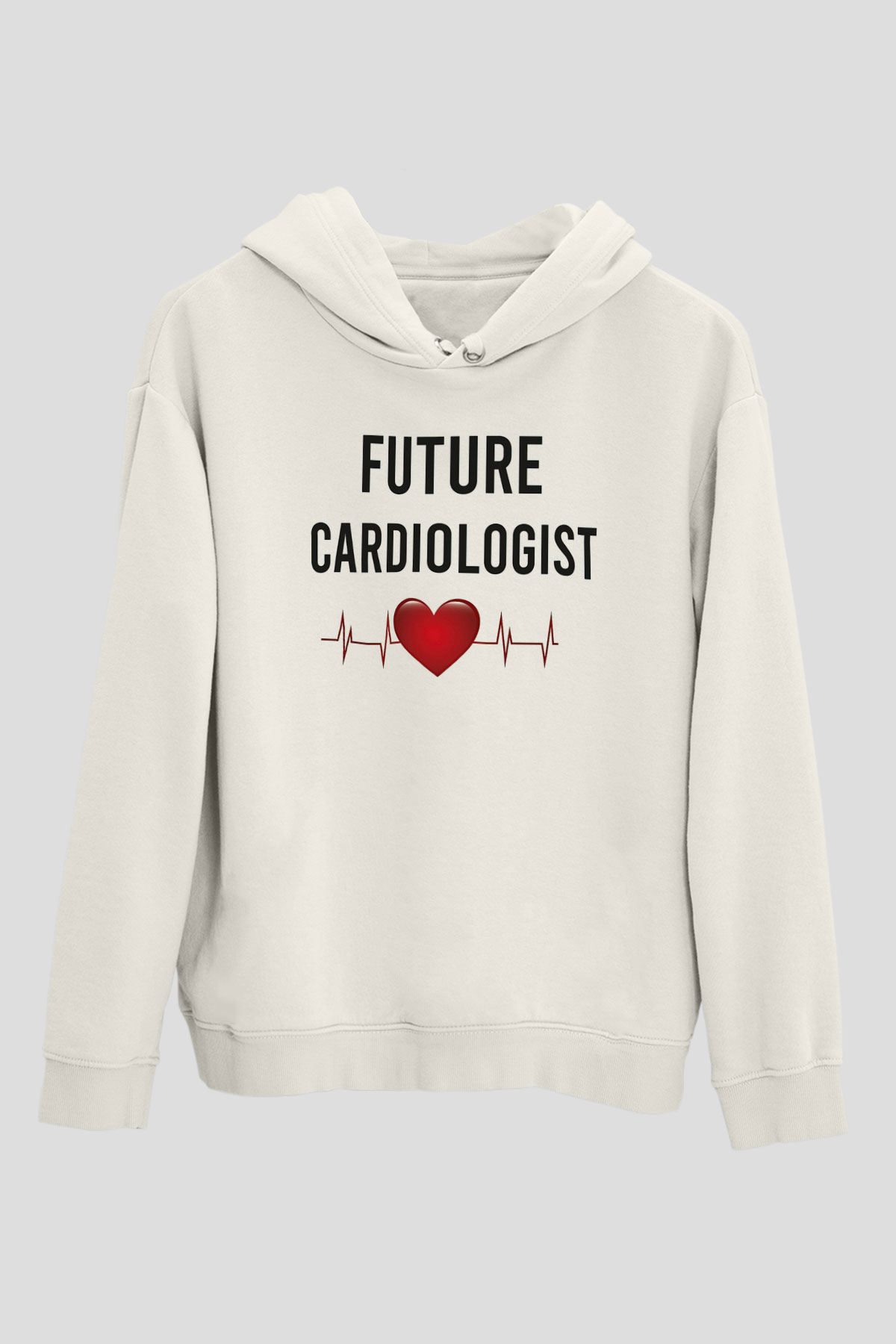 Kardiyolog Beyaz Unisex Kapüşonlu Sweatshirt
