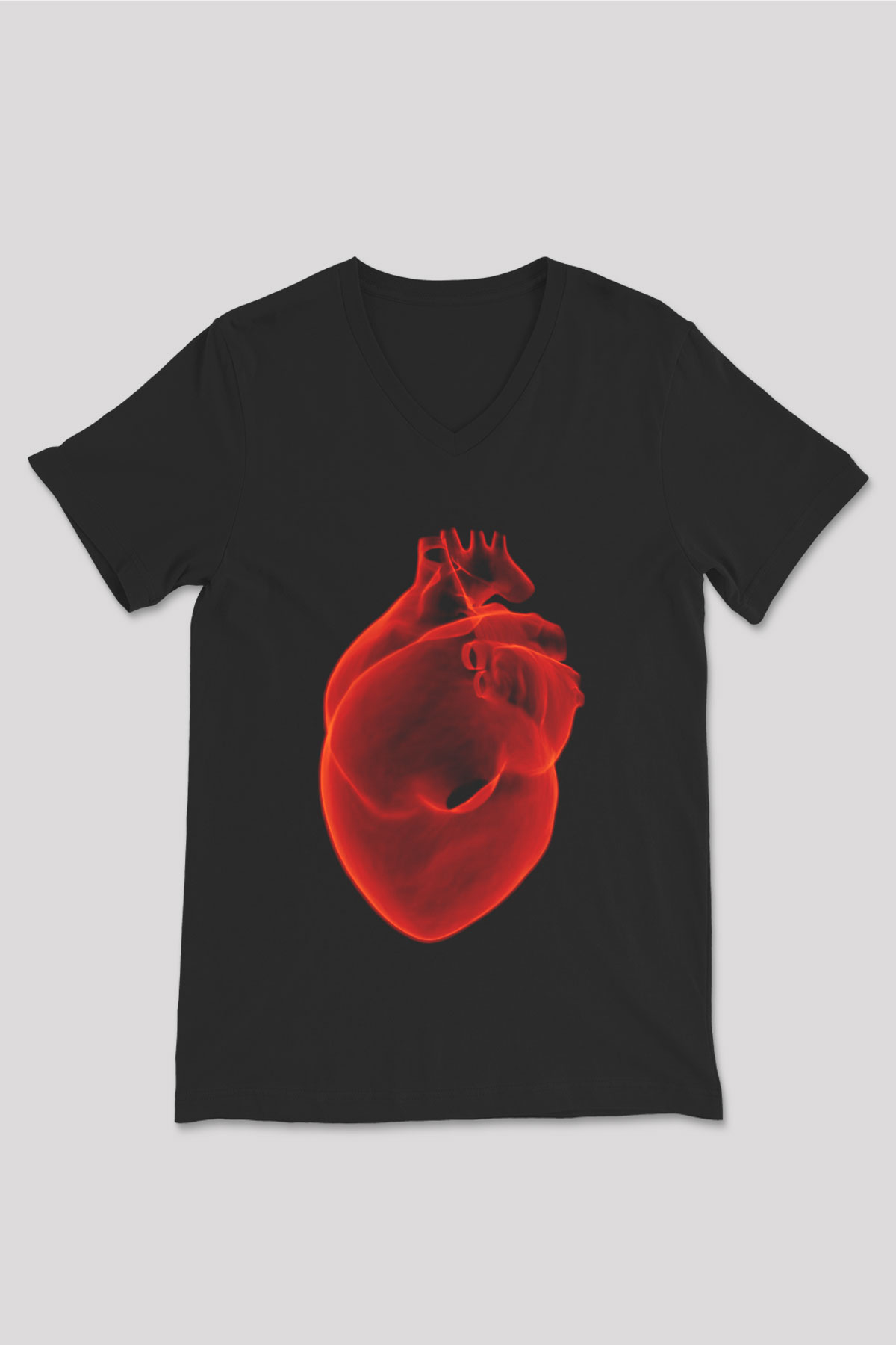 Kardiyolog Siyah Unisex V Yaka Tişört T-Shirt