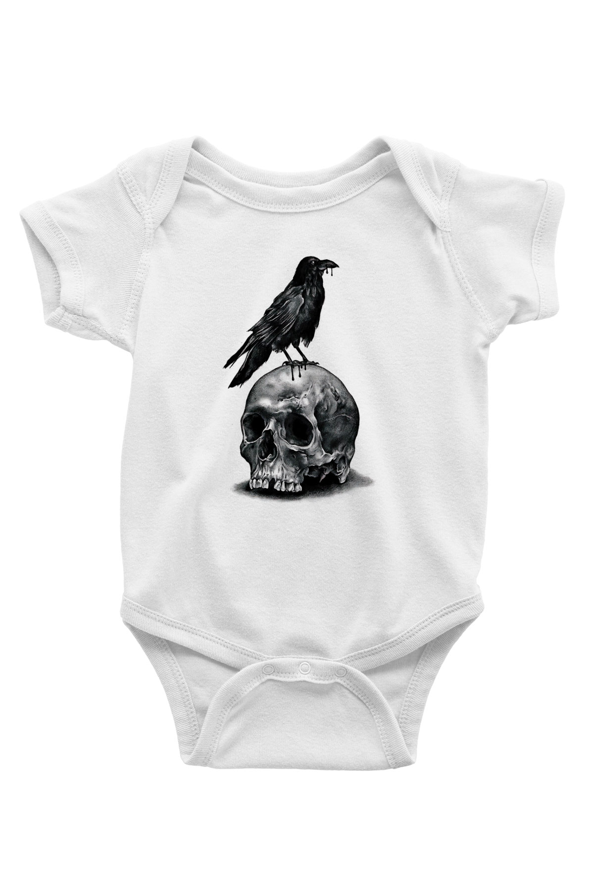 Karga Baskılı Beyaz Unisex Bebek Body - Zıbın