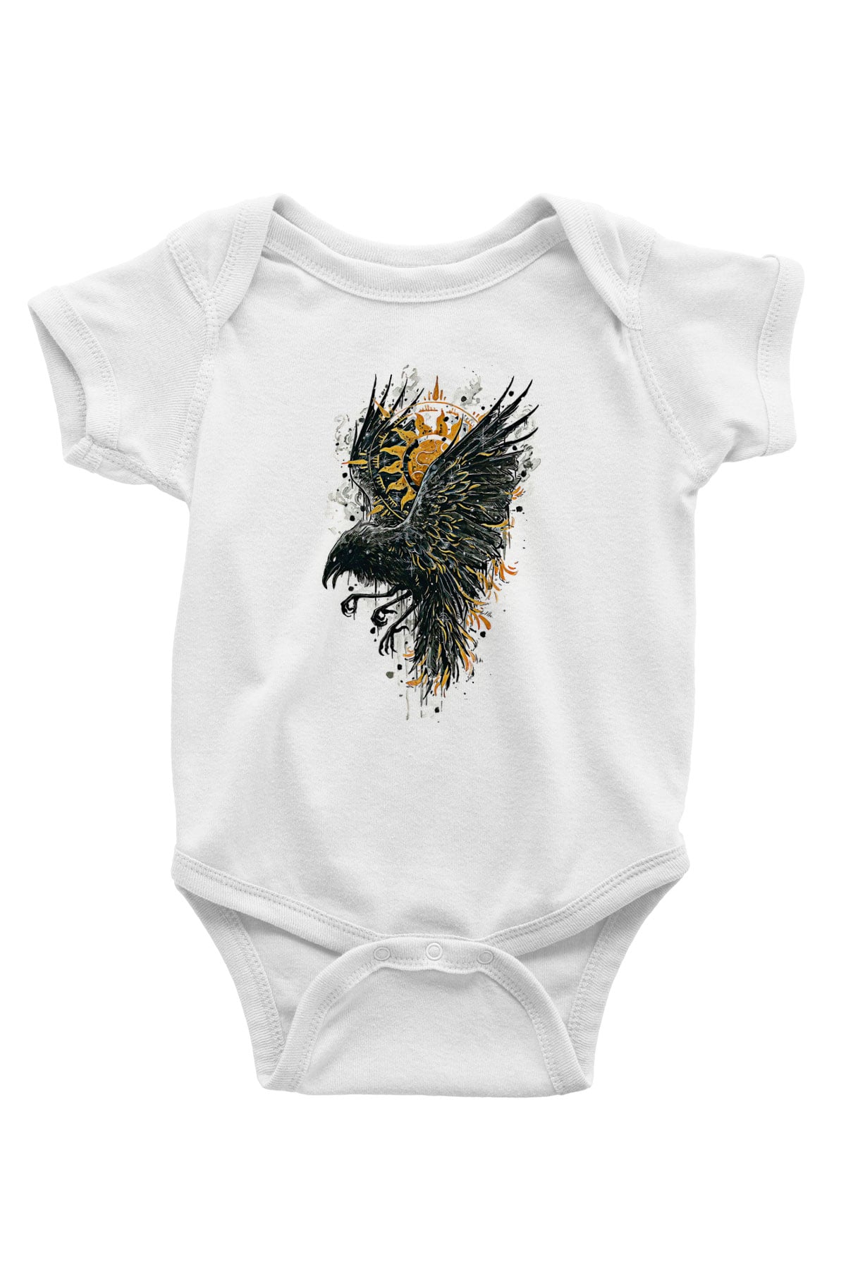 Karga Baskılı Beyaz Unisex Bebek Body - Zıbın
