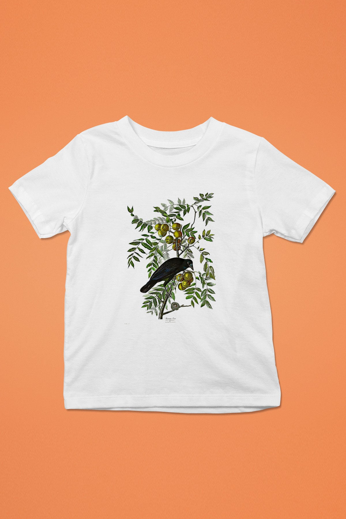 Karga Baskılı Beyaz Unisex Beyaz Çocuk Tişört - Tshirt