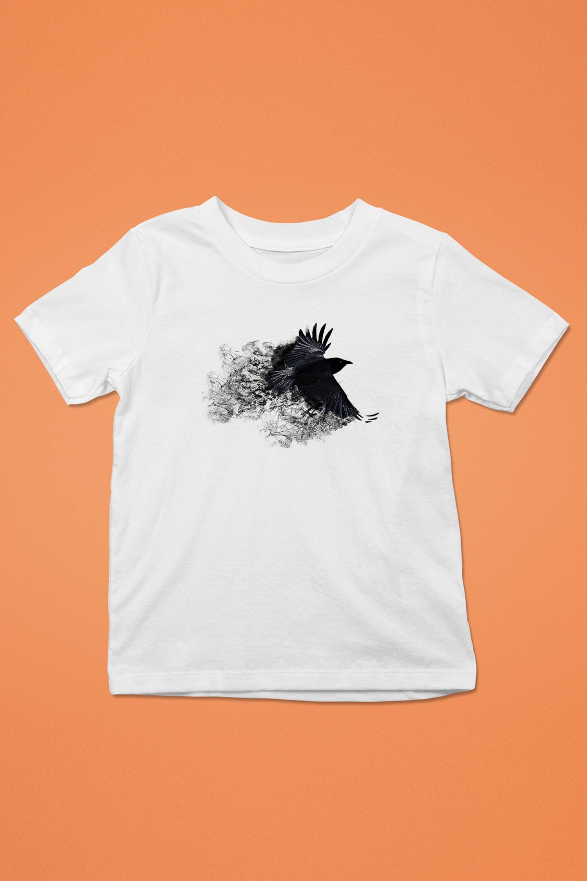 Karga Baskılı Beyaz Unisex Beyaz Çocuk Tişört - Tshirt