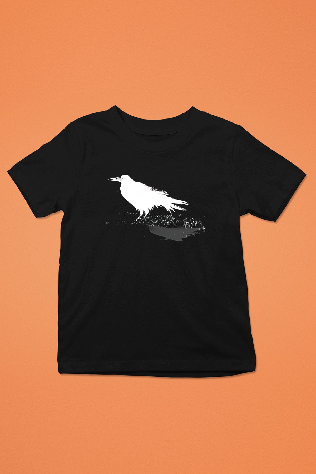 Karga Baskılı Unisex Siyah Çocuk Tişört - Tshirt