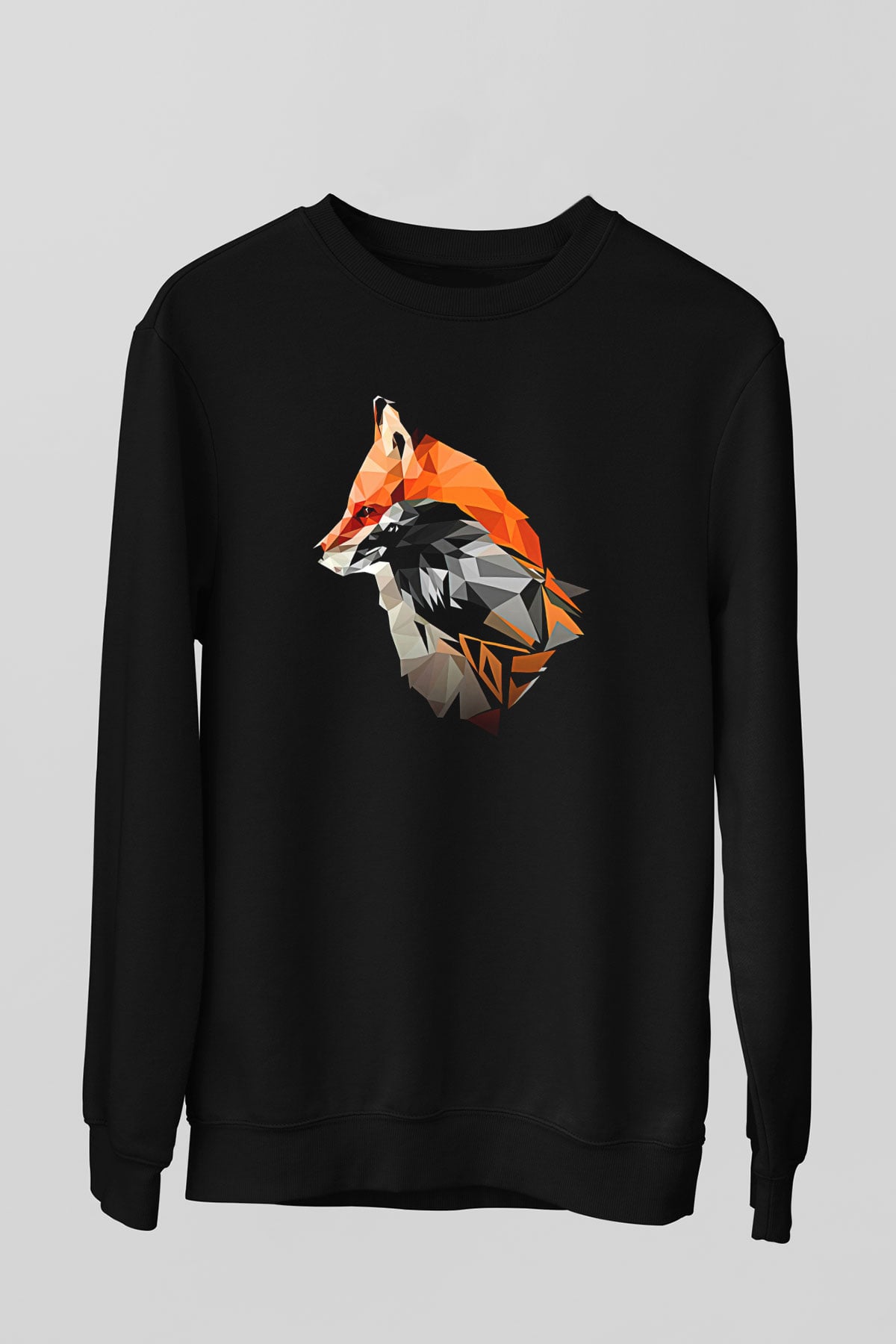 Karga Baskılı Unisex Siyah Sweatshirt