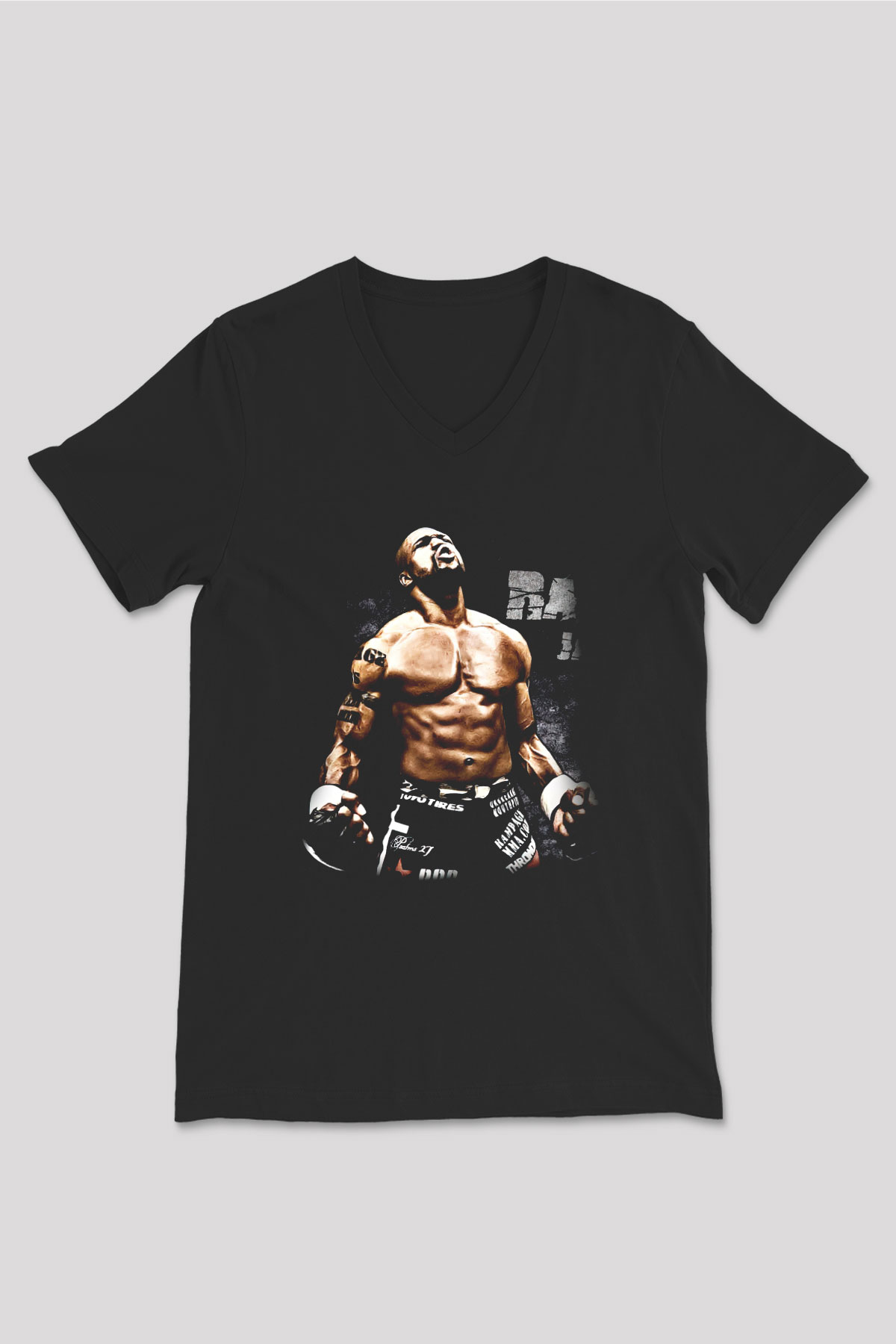 Karma dövüş sanatları Siyah Unisex V Yaka Tişört T-Shirt