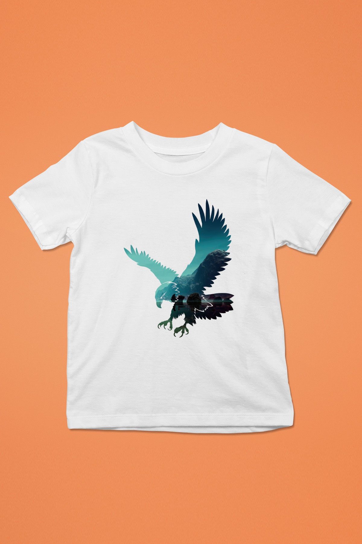 Kartal Baskılı Beyaz Unisex Çocuk Tişört