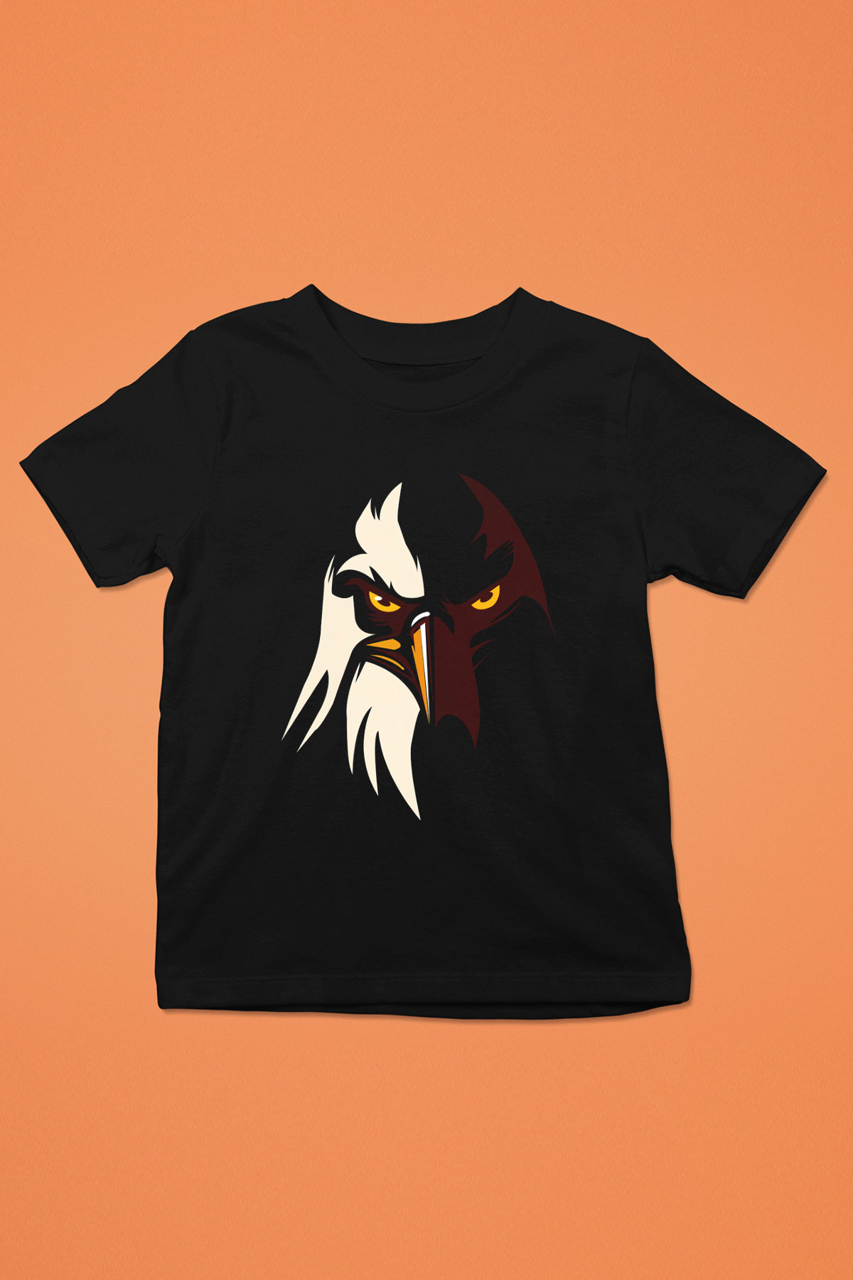 Kartal Baskılı Siyah Unisex Çocuk Tişört