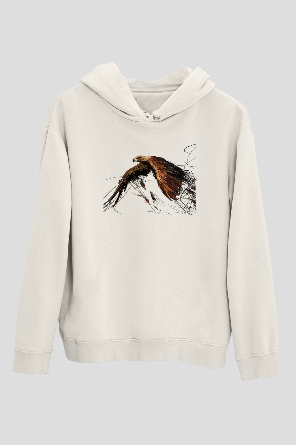 Kartal Beyaz Unisex Hoodie