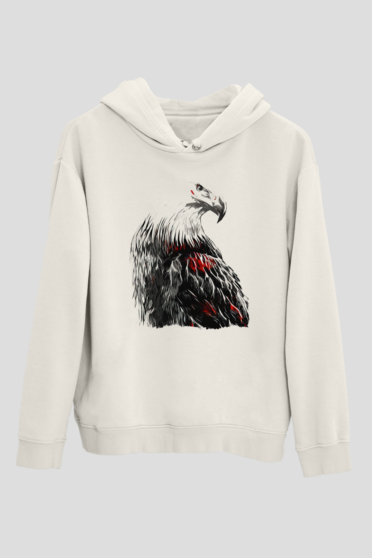 Kartal Beyaz Unisex Hoodie
