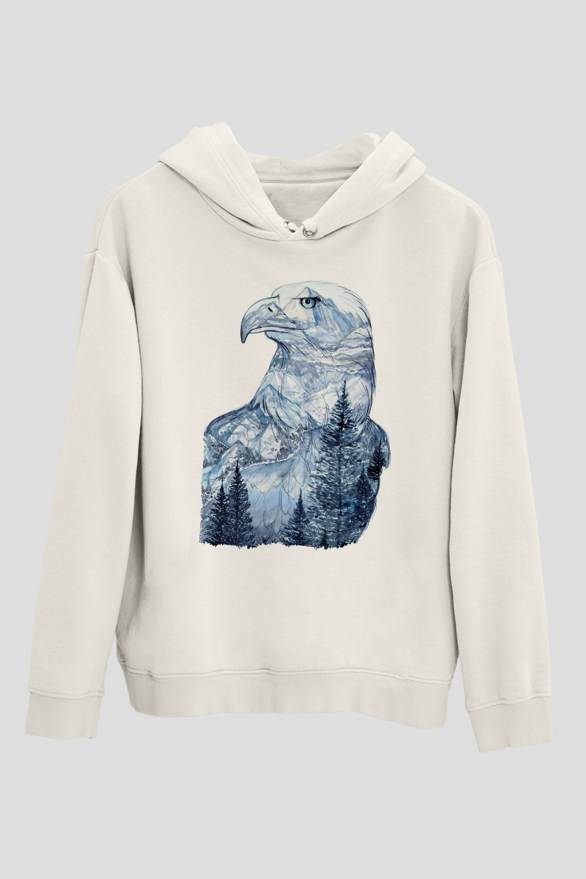 Kartal Beyaz Unisex Hoodie