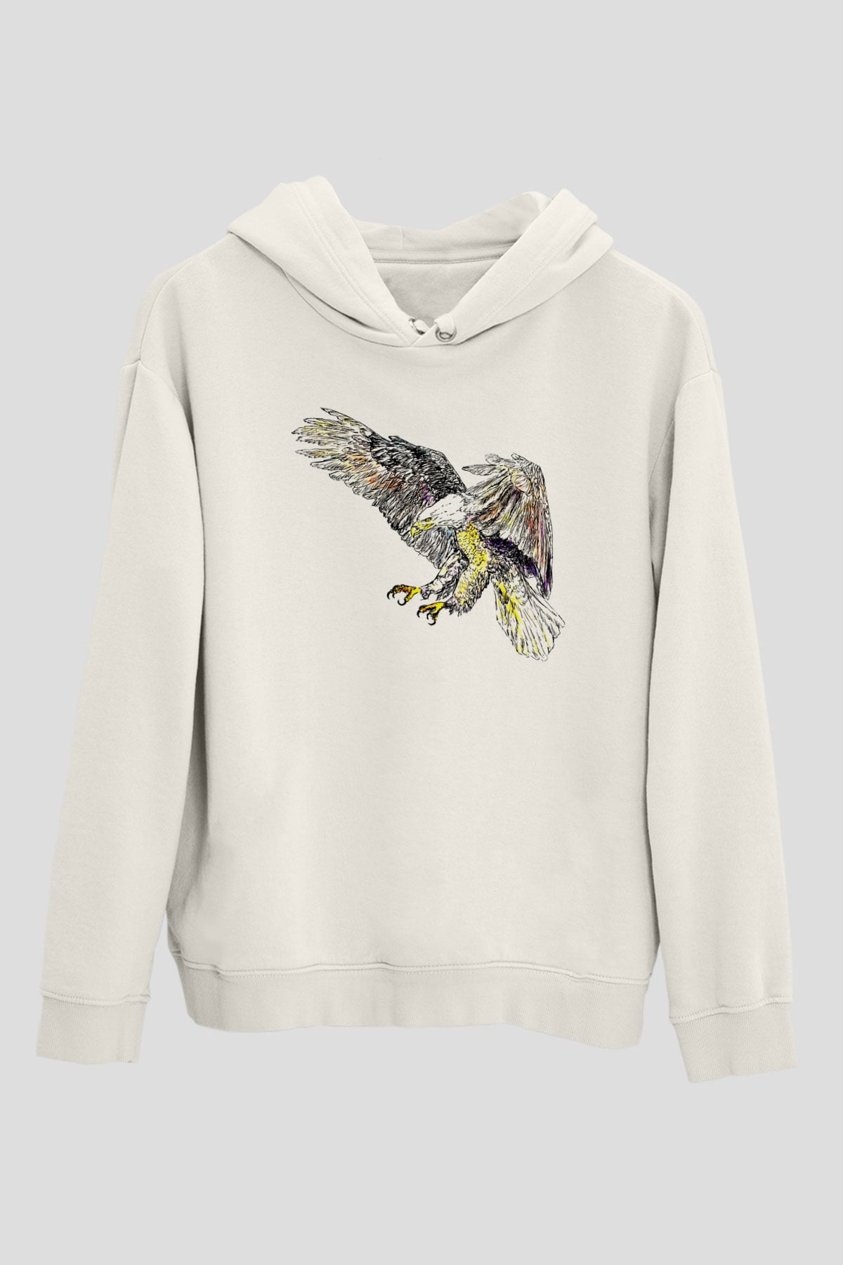 Kartal Beyaz Unisex Kapşonlu Sweatshirt