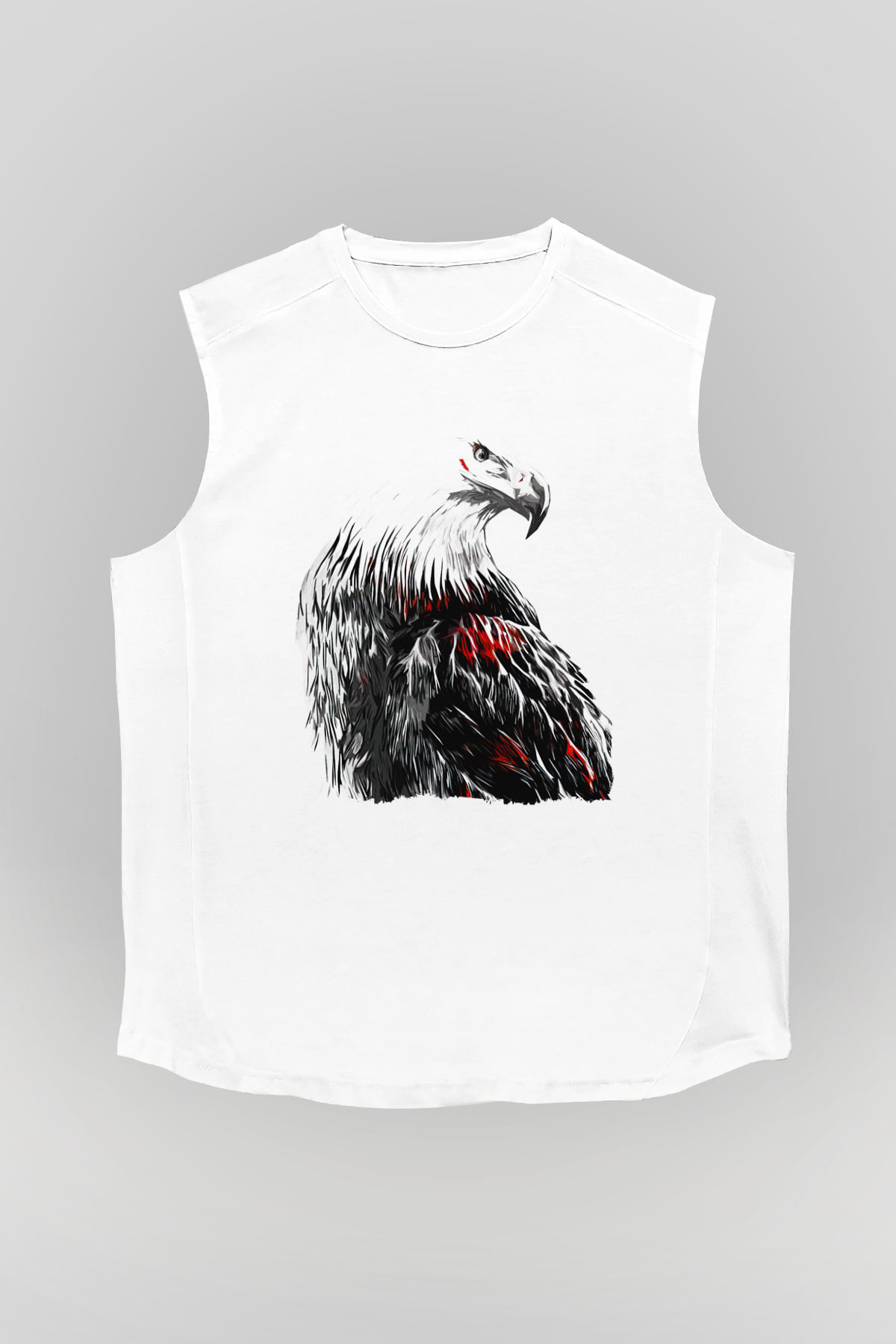 Kartal Beyaz Unisex Kolsuz Tişört