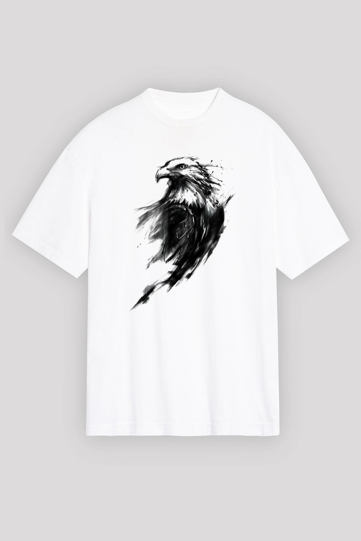 Kartal Beyaz Unisex Oversize Tişört T-Shirt