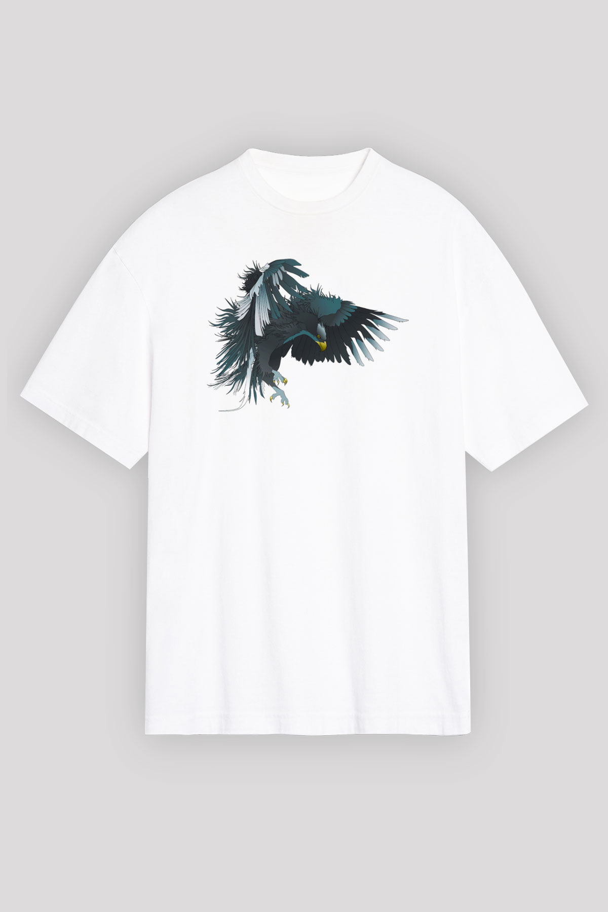 Kartal Beyaz Unisex Oversize Tişört T-Shirt