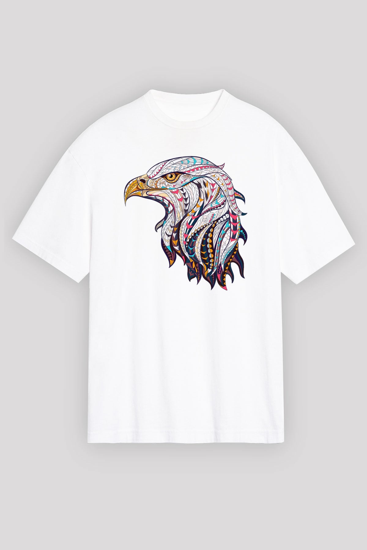 Kartal Beyaz Unisex Oversize Tişört T-Shirt