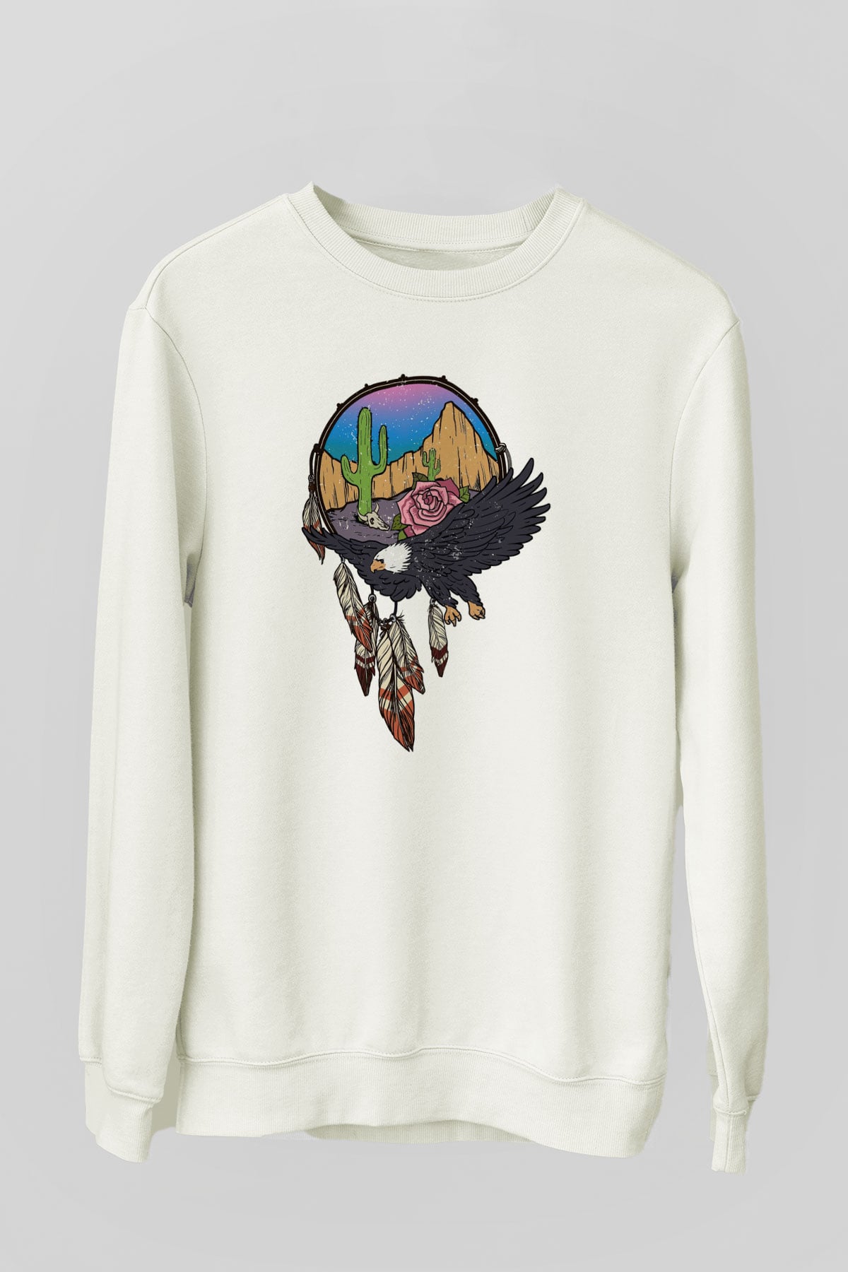 Kartal Beyaz Unisex Sweatshirt