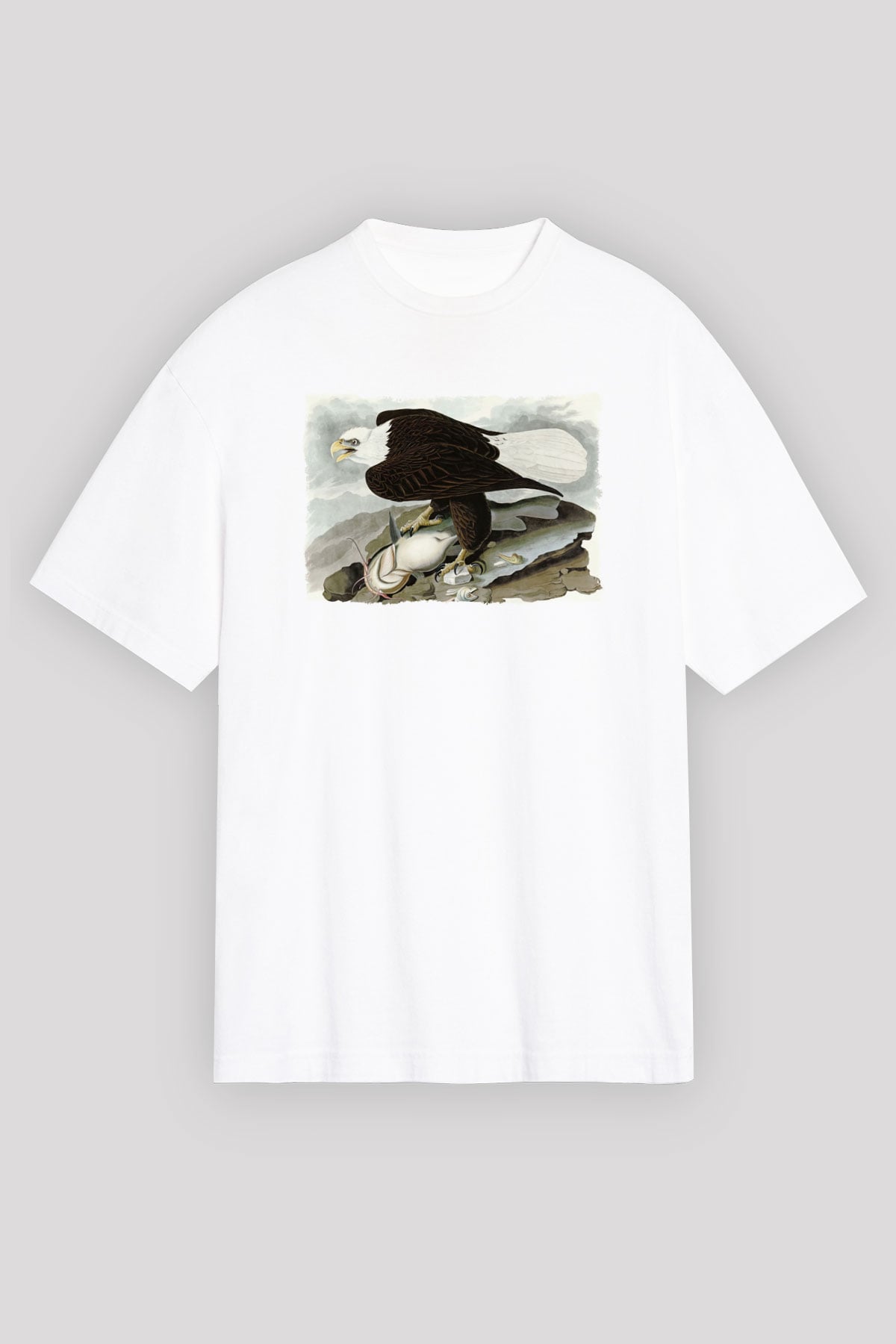Kartal Beyaz Unisex Tişört T-Shirt - TişörtFabrikası