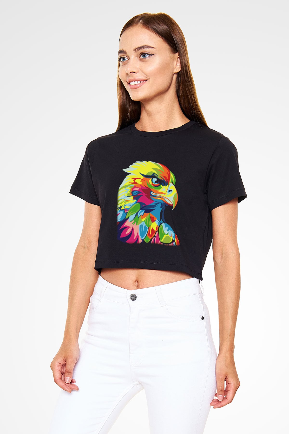 Kartal Siyah Crop Top Tişört