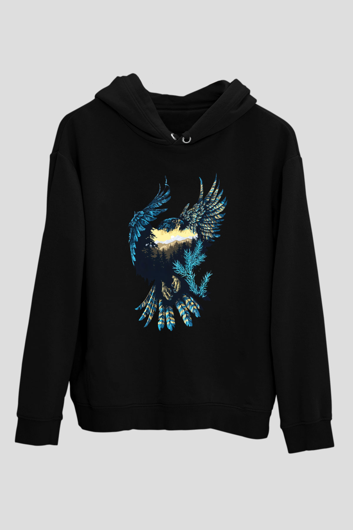 Kartal Siyah Unisex Hoodie