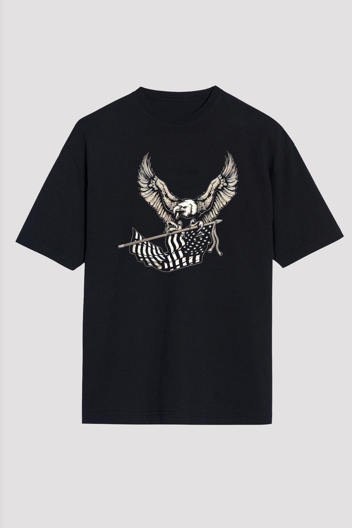 Kartal Siyah Unisex Oversize Tişört T-Shirt