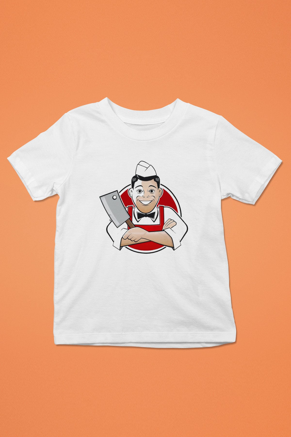 Kasap Baskılı Beyaz Unisex Çocuk Tişört