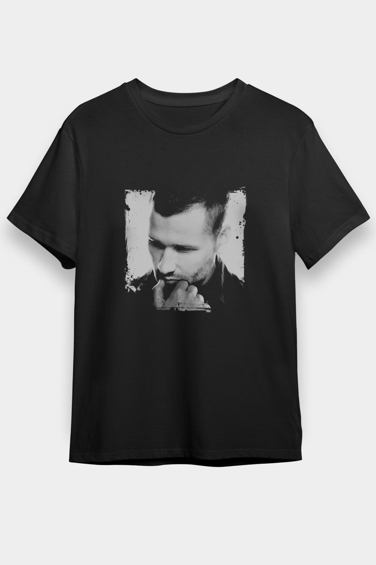 Kaskade Baskılı Unisex Siyah Tişört