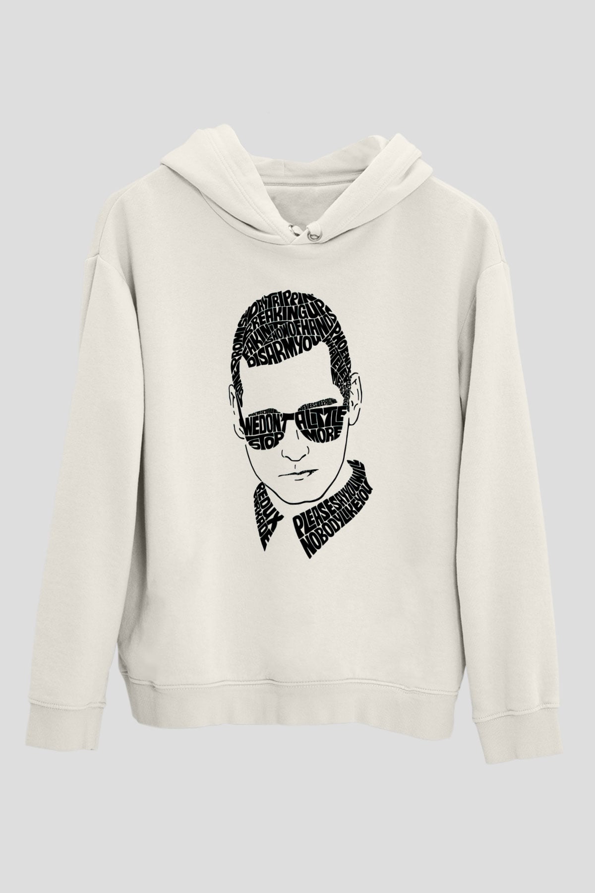 Kaskade Beyaz Unisex Kapüşonlu Sweatshirt