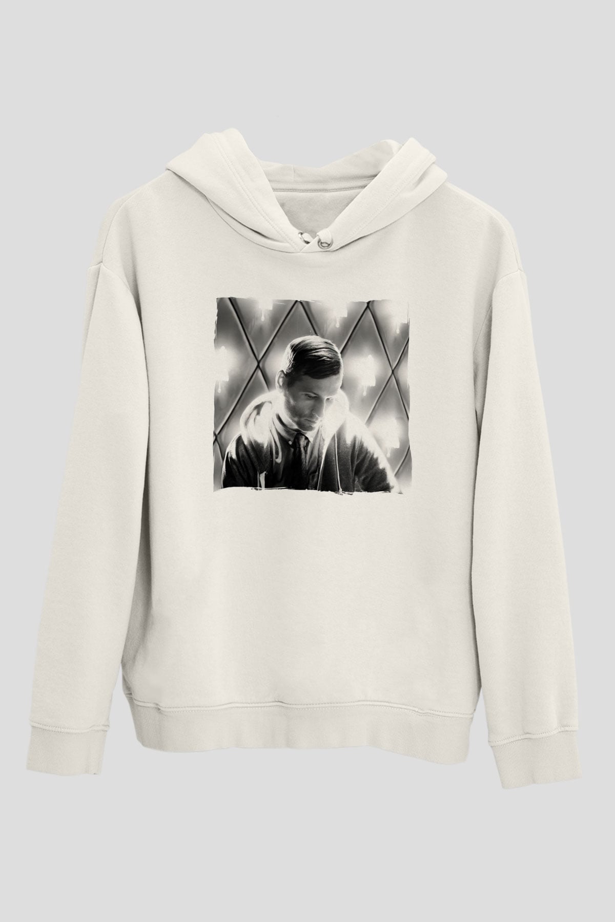 Kaskade Beyaz Unisex Kapüşonlu Sweatshirt