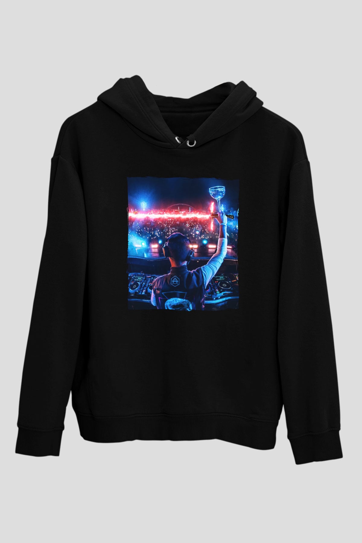 Kaskade Siyah Unisex Kapüşonlu Sweatshirt