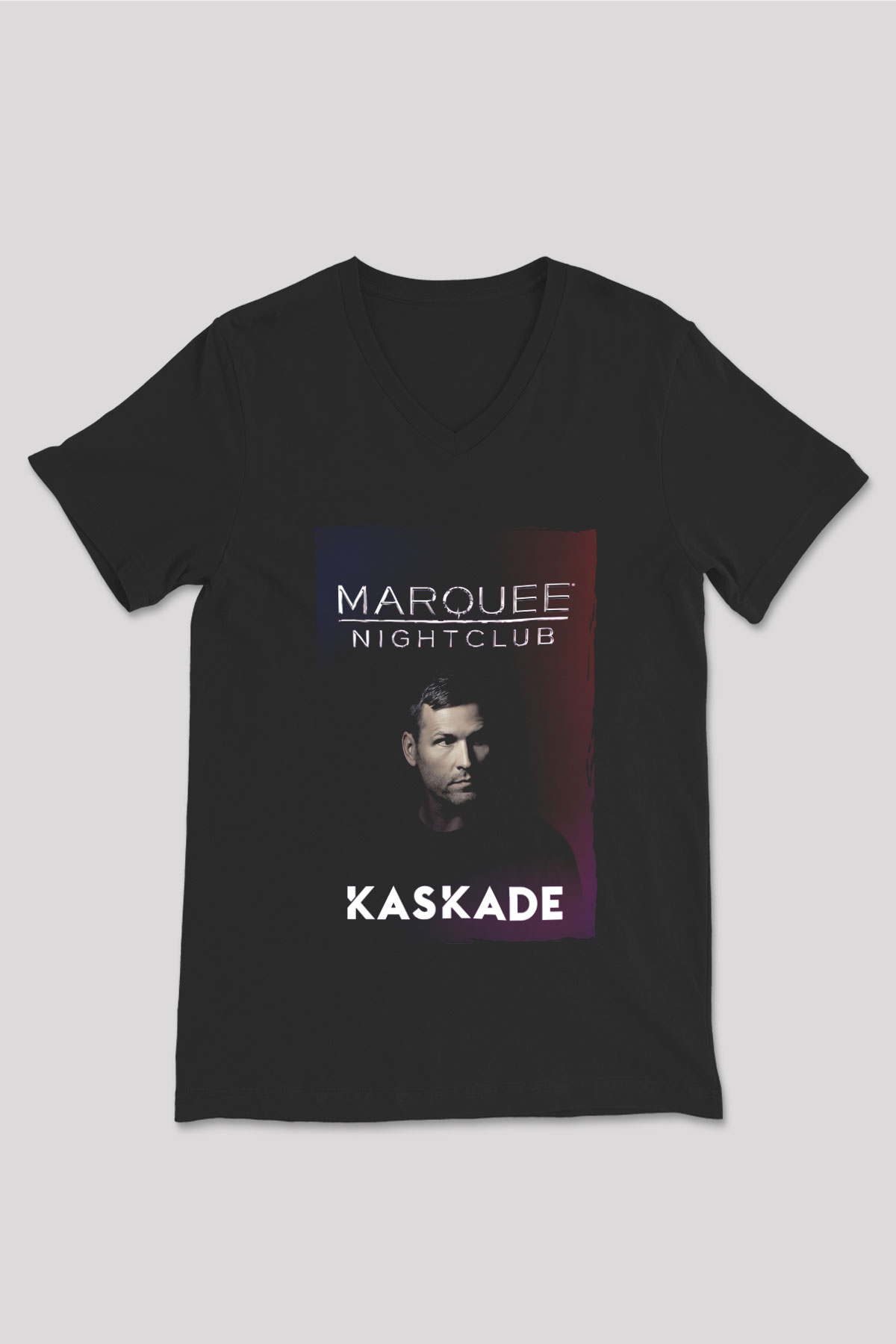 Kaskade Siyah Unisex V Yaka Tişört