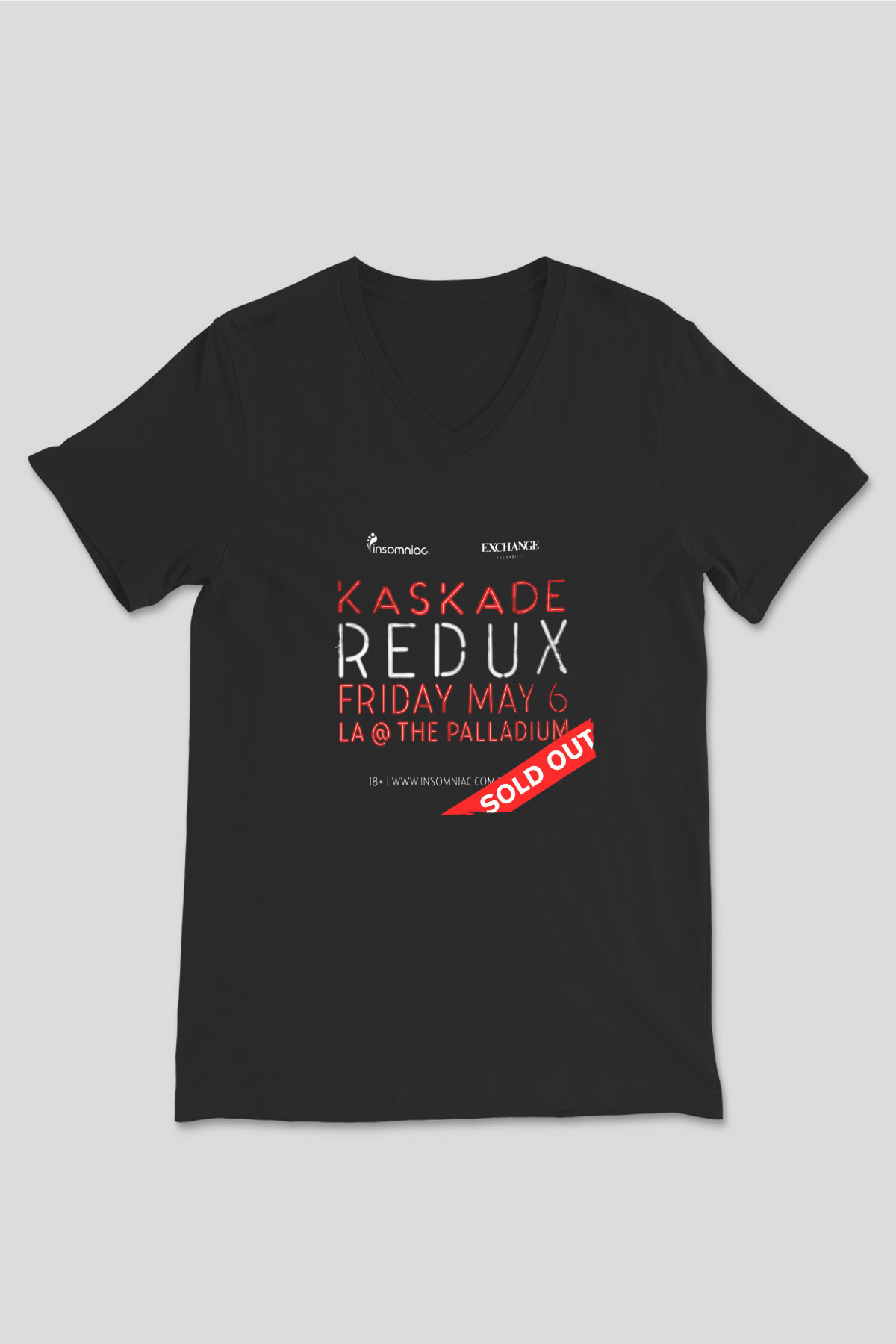 Kaskade Siyah Unisex V Yaka Tişört