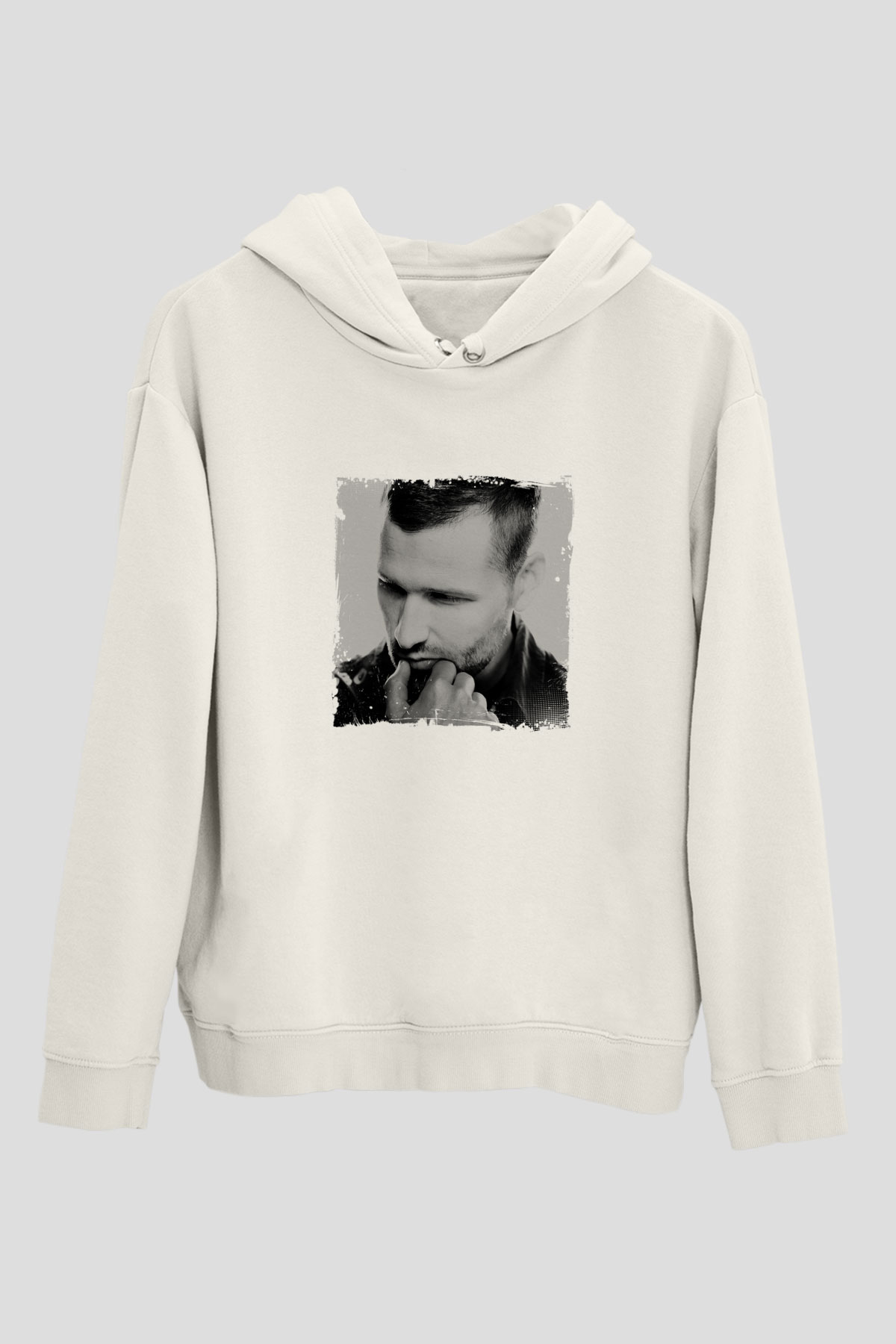 KaskadeBaskılı Beyaz Hoodie