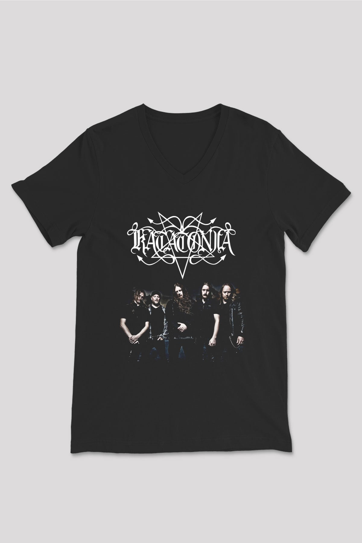 Katatonia Siyah Unisex V Yaka Tişört T-Shirt