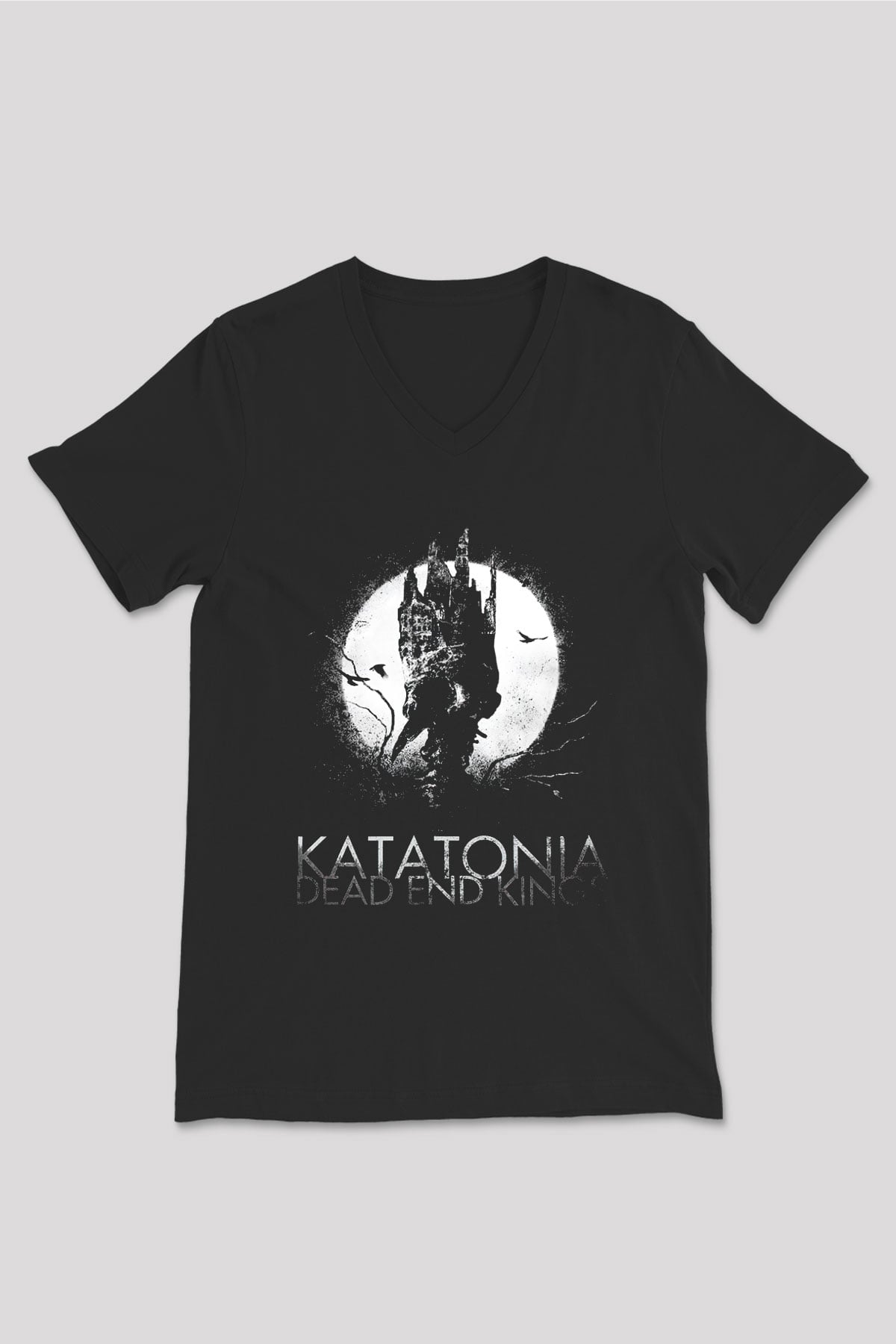 Katatonia Siyah Unisex V Yaka Tişört T-Shirt