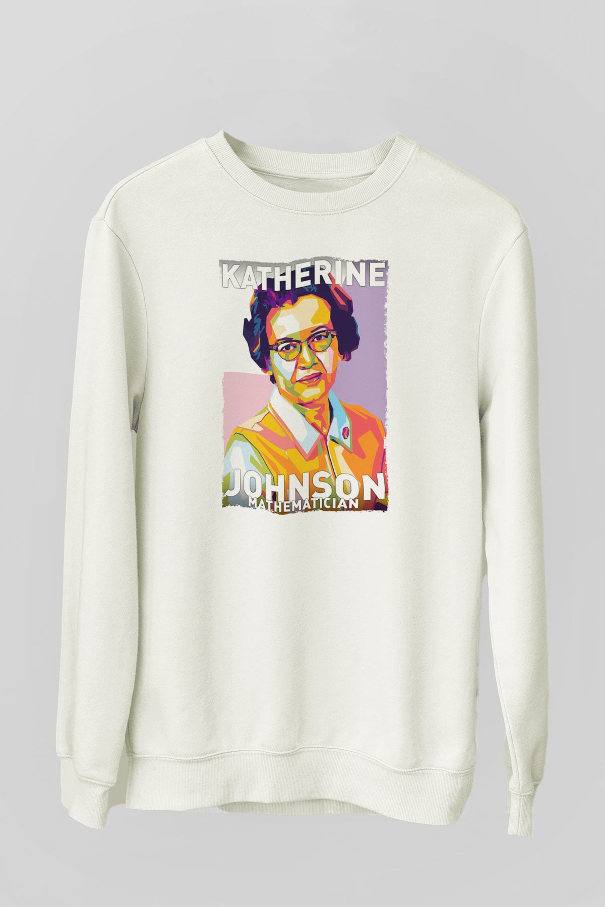 Katherine Johnson Baskılı Unisex Ekru Sweatshirt