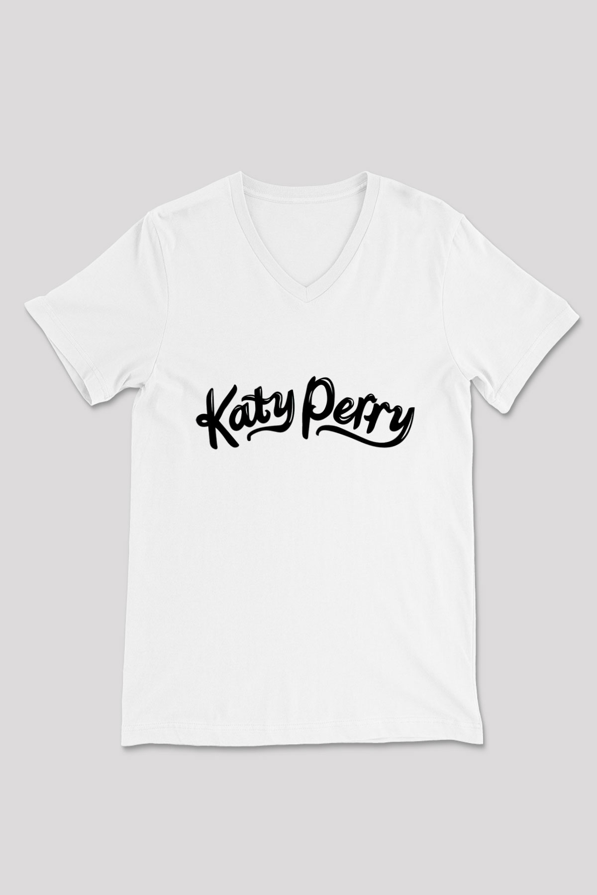 Katy Perry Beyaz Unisex V Yaka Tişört T-Shirt