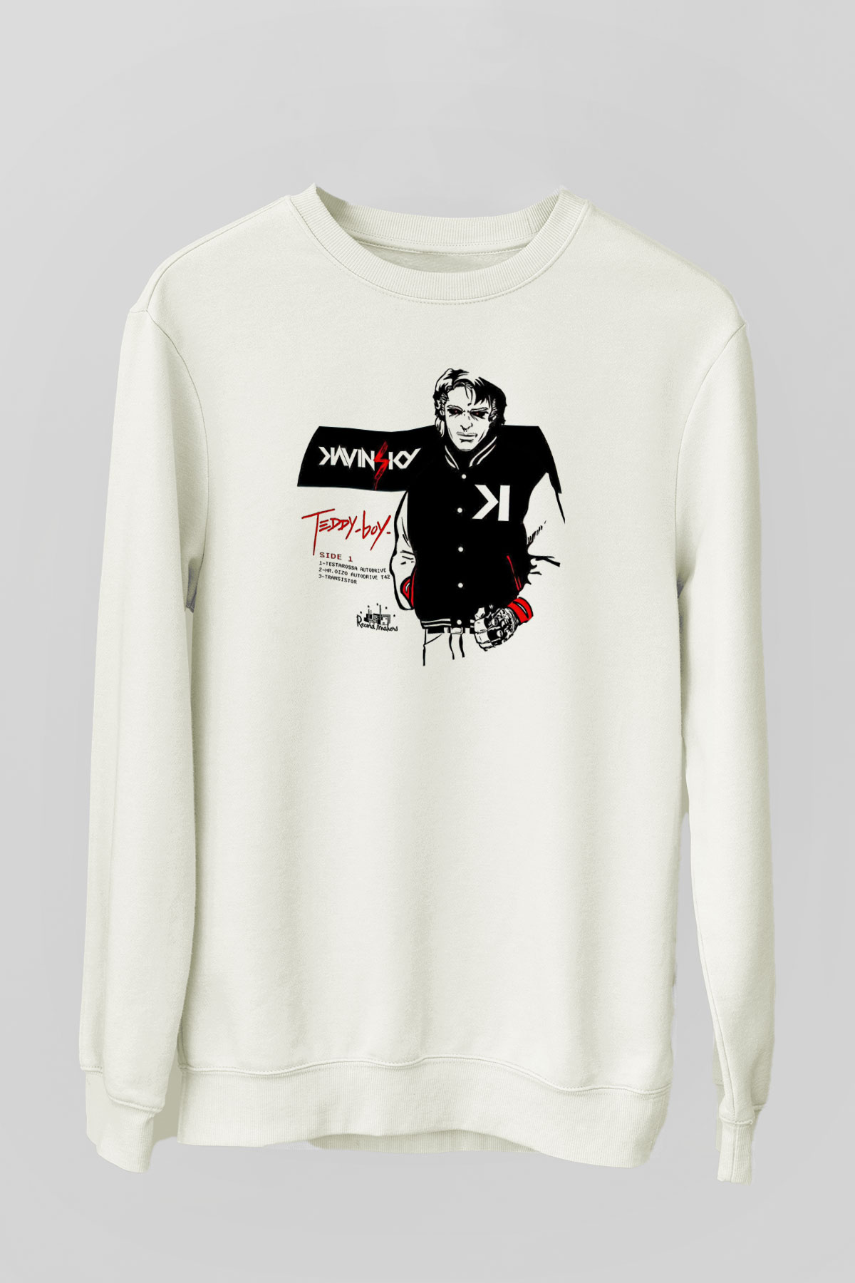 Kavinsky Baskılı Beyaz Unisex Sweatshirt