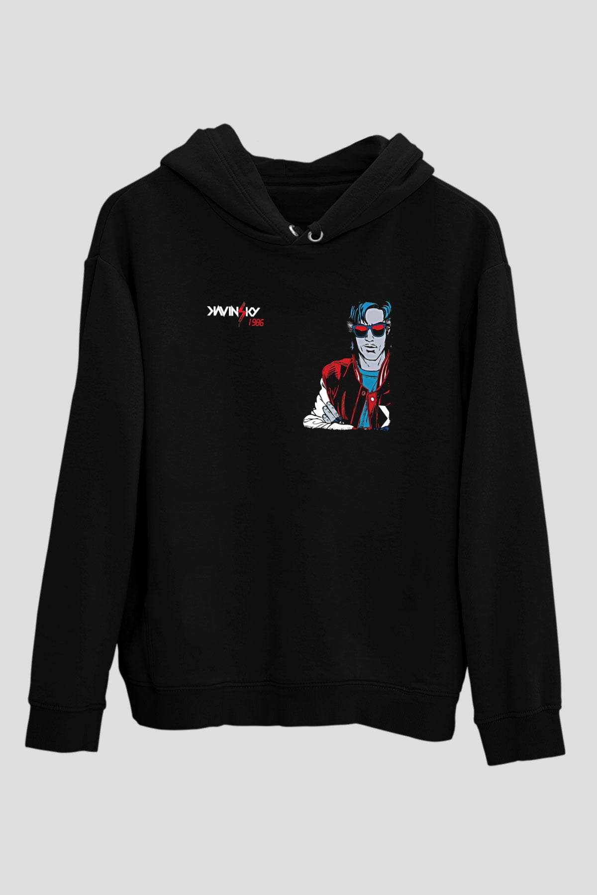 Kavinsky Baskılı Unisex Siyah Hoodie