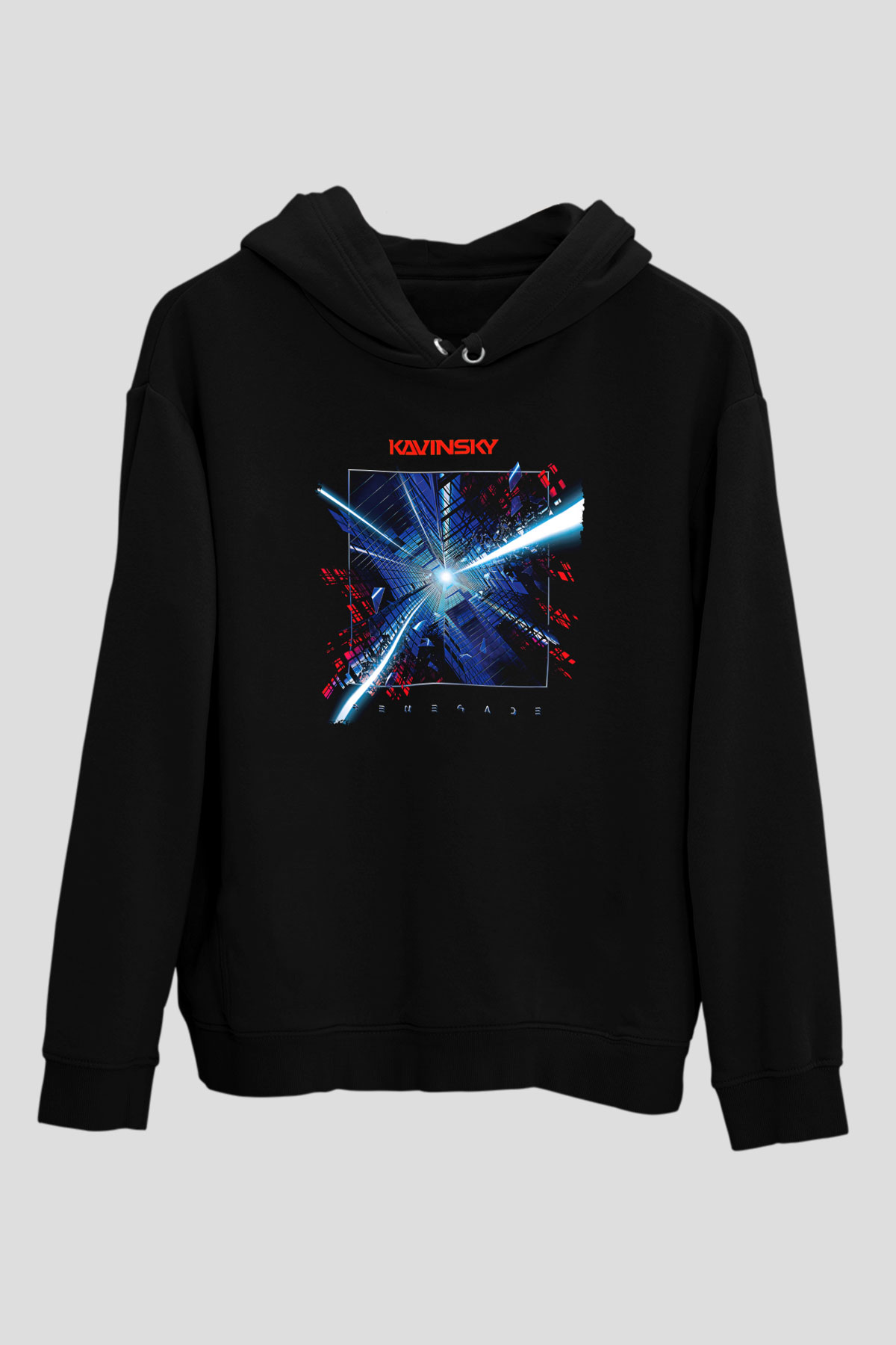 Kavinsky Baskılı Unisex Siyah Hoodie