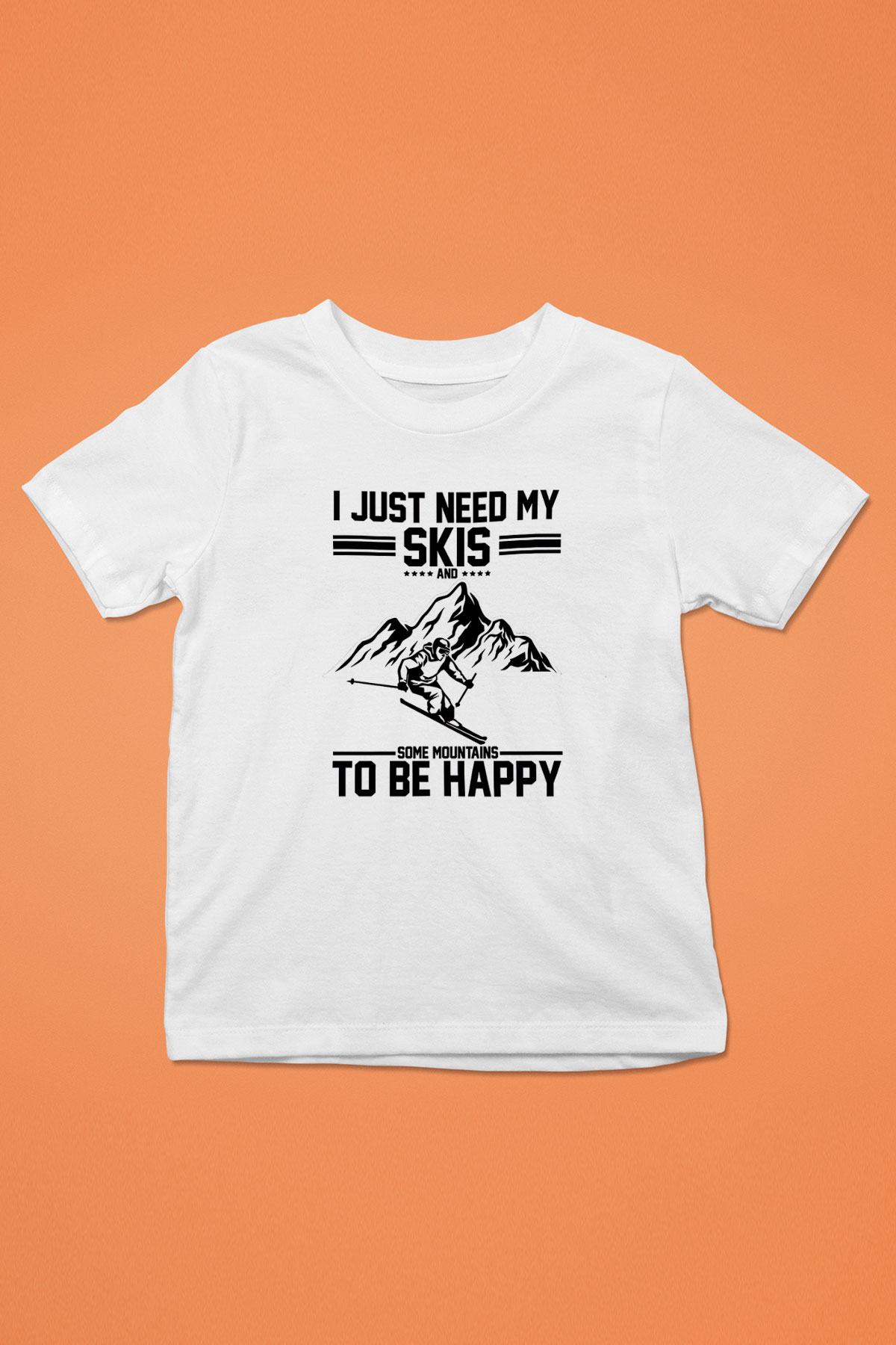 Kayak Baskılı Unisex Beyaz Çocuk Tişört - Tshirt